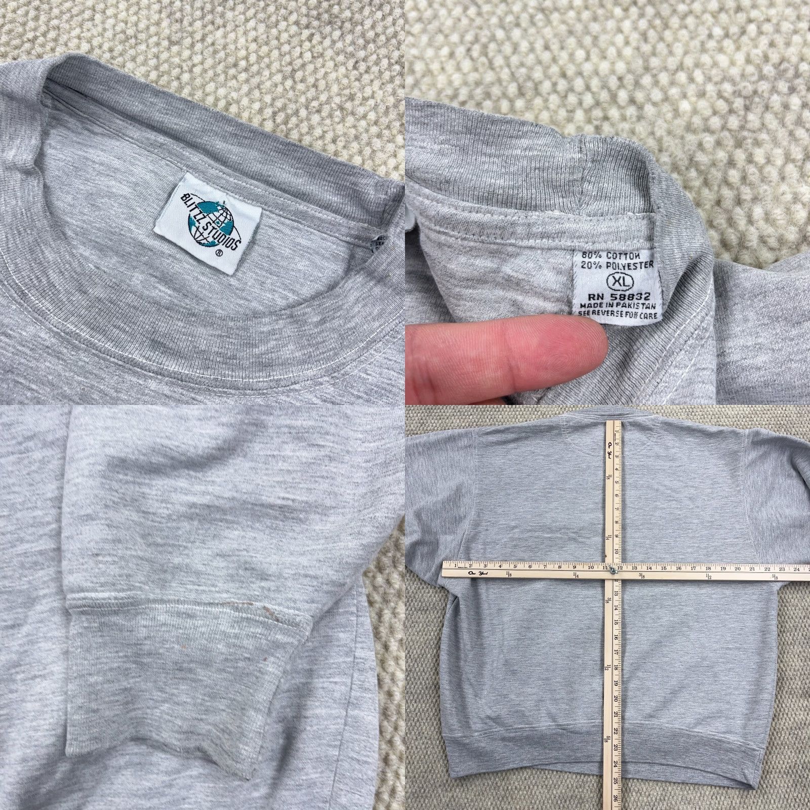 FRED VINTAGE Blitz Studios Sweatshirt Men XL Gray Crew Neck Embroidered Fred 90s Cartoon Retro Logo Pullover Size US XL / EU 56 / 4 - 8 Thumbnail
