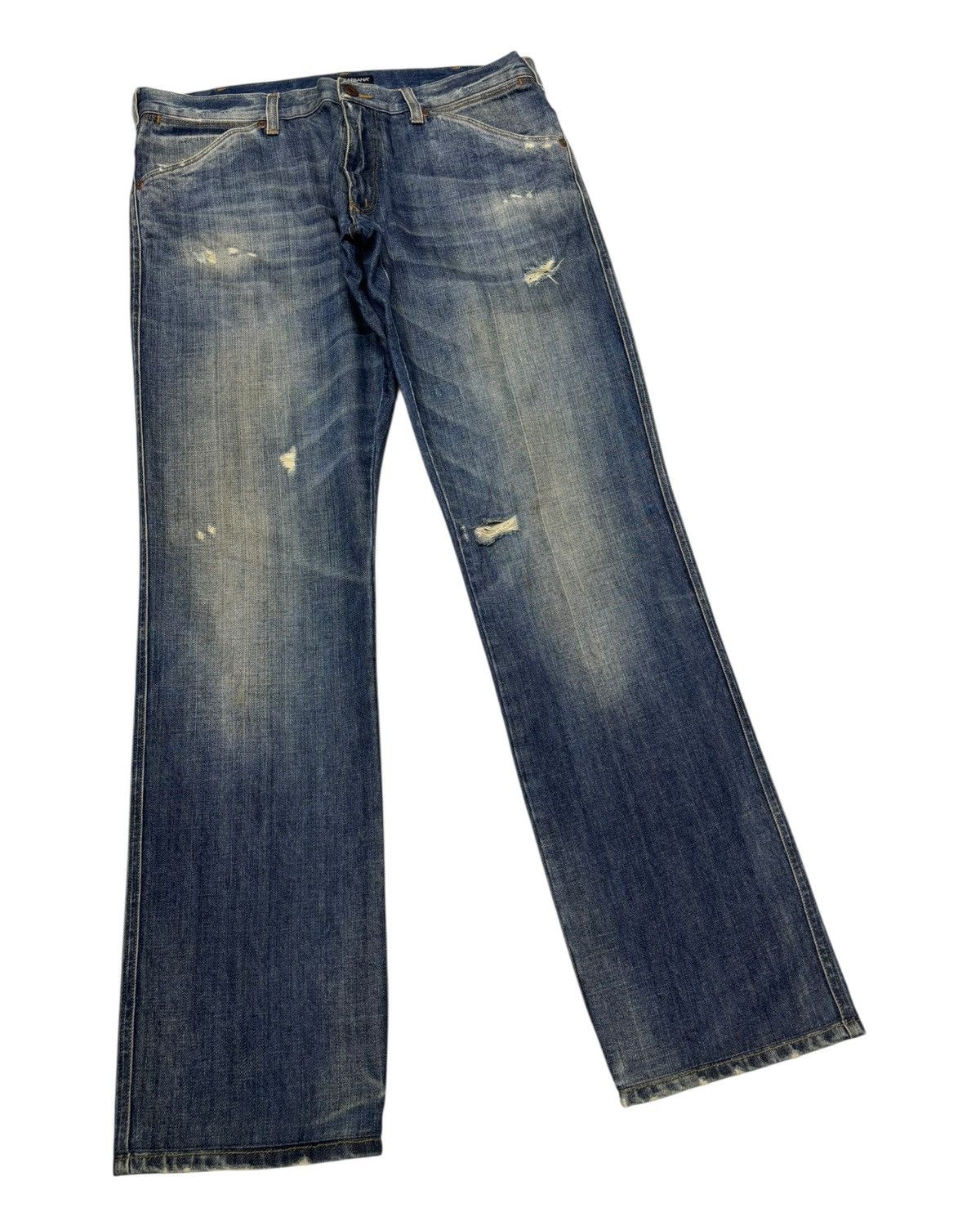 Dolce & Gabbana Dolce & Gabbana Distressed Straight Leg Denim Jeans Size US 33 - 3 Thumbnail