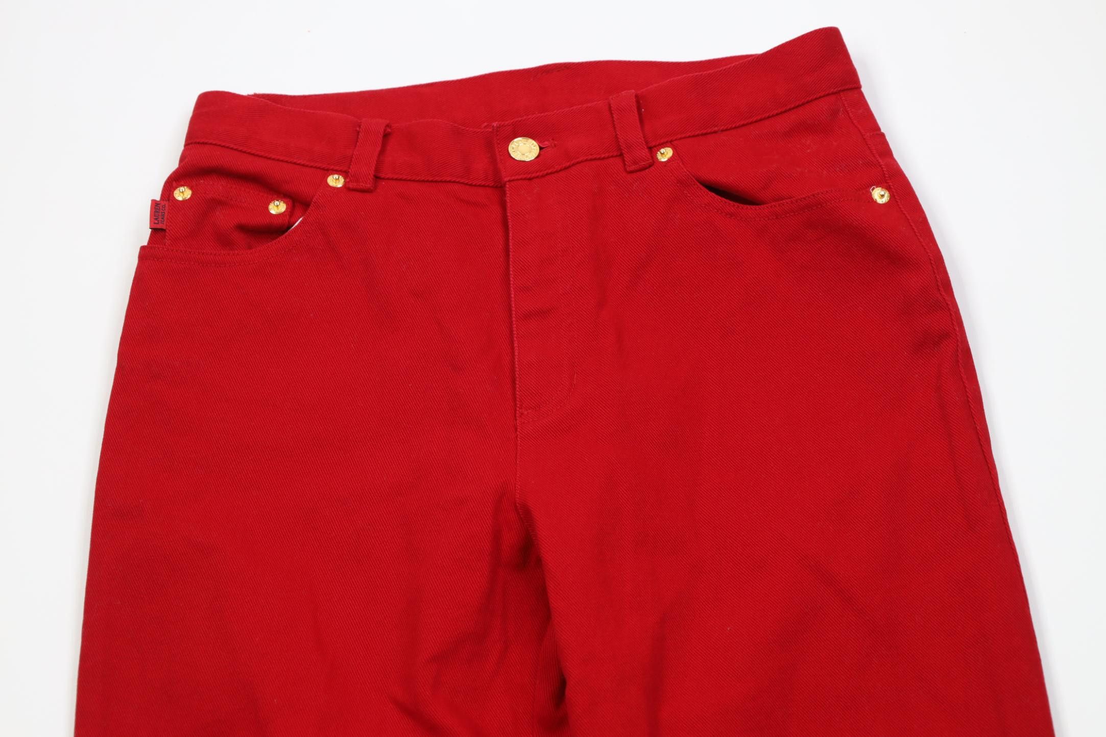 Polo Ralph Lauren Vintage 90s Ralph Lauren Straight Leg Denim Jeans Red Size 28" / US 6 / IT 42 - 2 Thumbnail