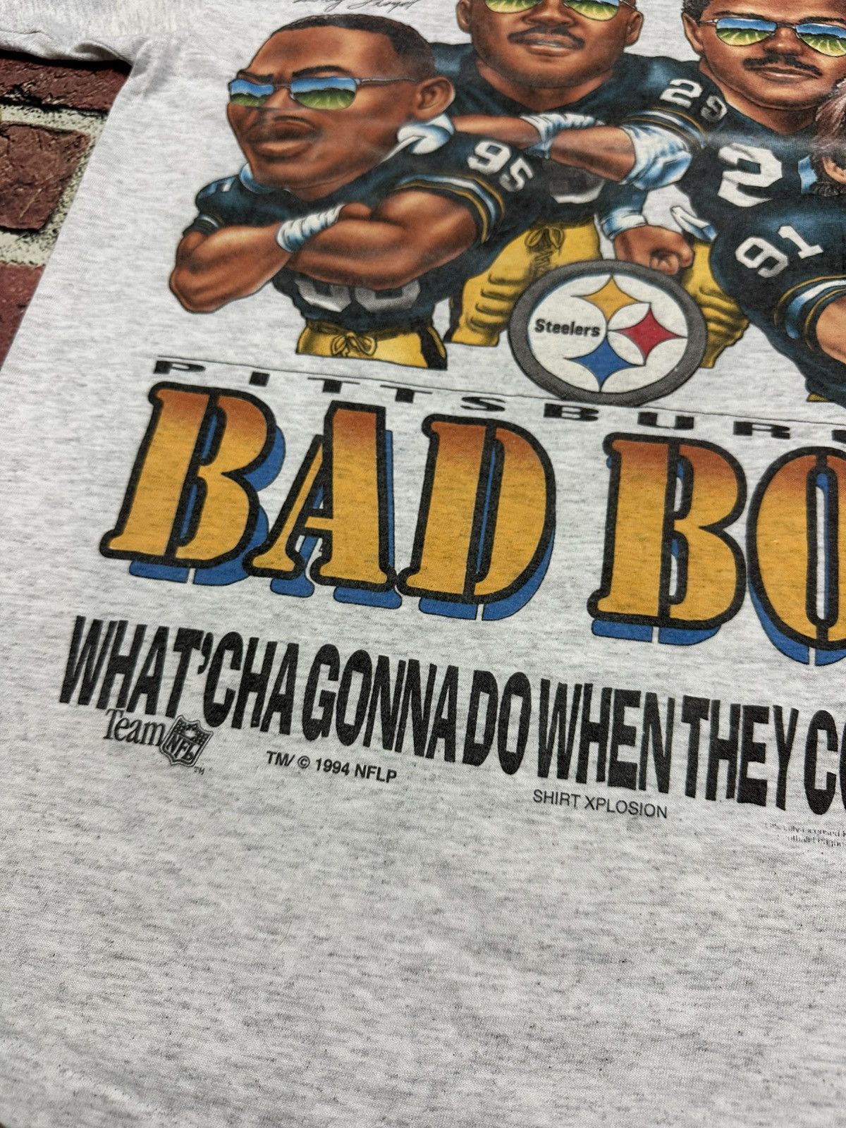 NFL VINTAGE Pittsburgh Steelers BAD BOYS T Shirt Xplosion 1994 Size US L / EU 52-54 / 3 - 8 Thumbnail