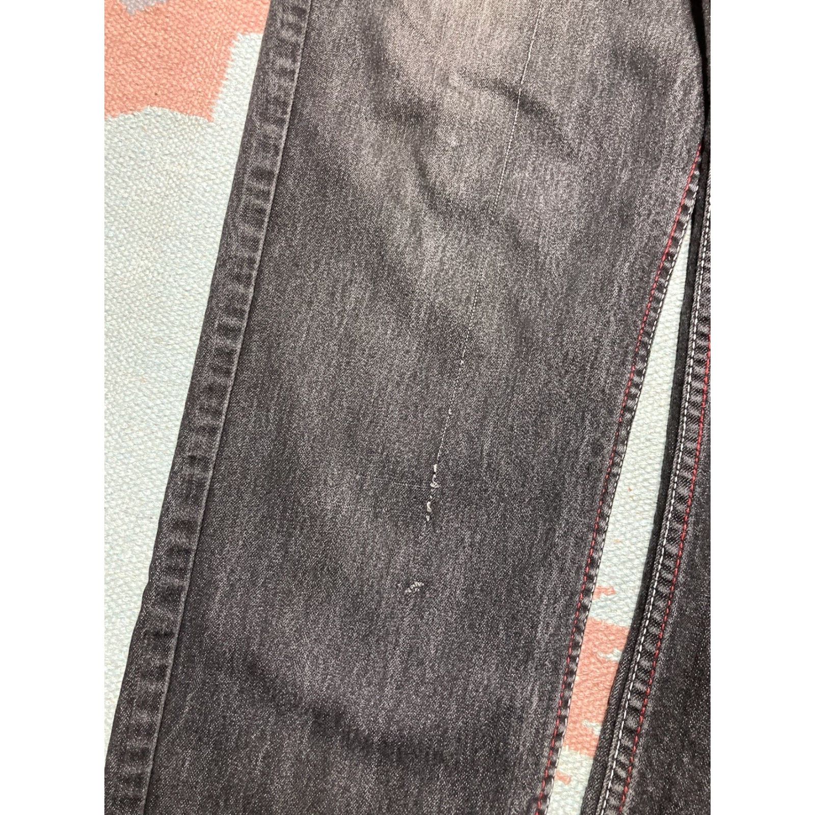 Vintage VINTAGE Black & Blue Denim Jeans Men 38 Regular 38x31 Black Embroidered Grunge Baggy Goth Y2K Skater Size US 38 / EU 54 - 4 Thumbnail