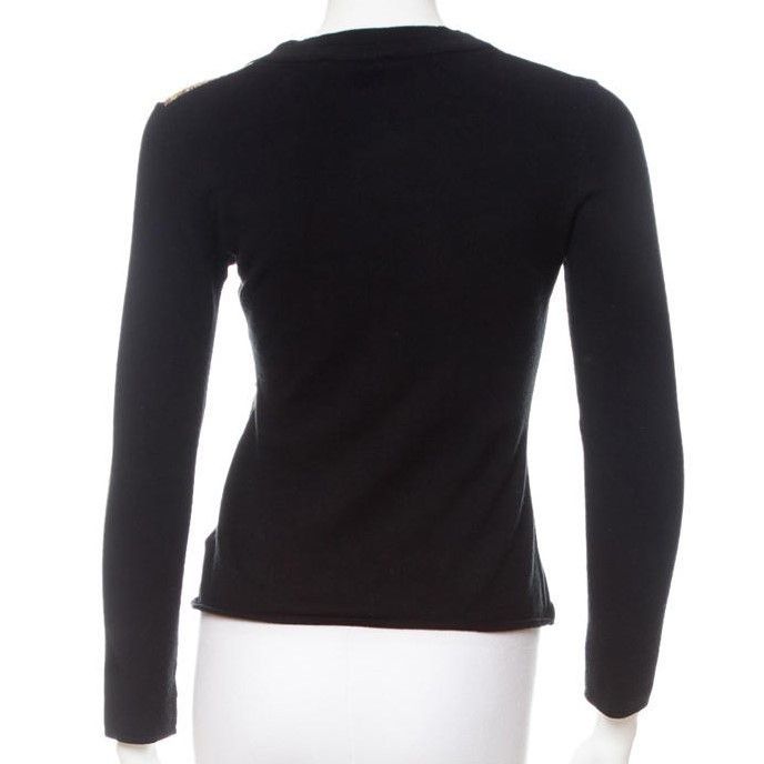 Roberto Cavalli Black Knit Sweater with Crystal Beaded Mesh Front size M Size M / US 6-8 / IT 42-44 - 4 Thumbnail