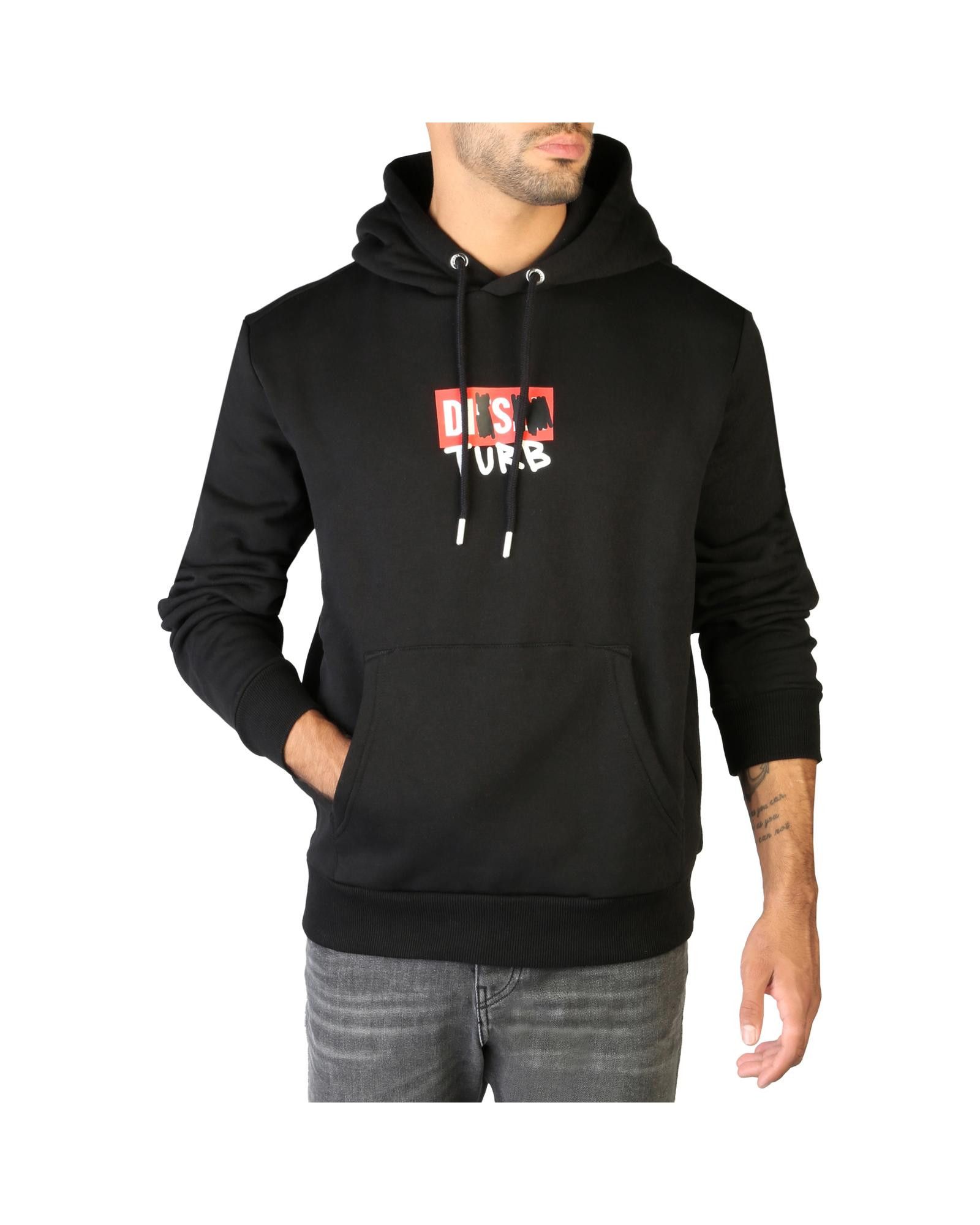 image of Diesel Cotton Blend Sweatshirt With Fixed Hood And Logo Detail in Black, Men's (Size XS)