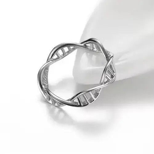 Jewelry × Vintage DNA Ring Art Molecule Silver Anatomy Human Jewelry Rings Size ONE SIZE - 1 Thumbnail