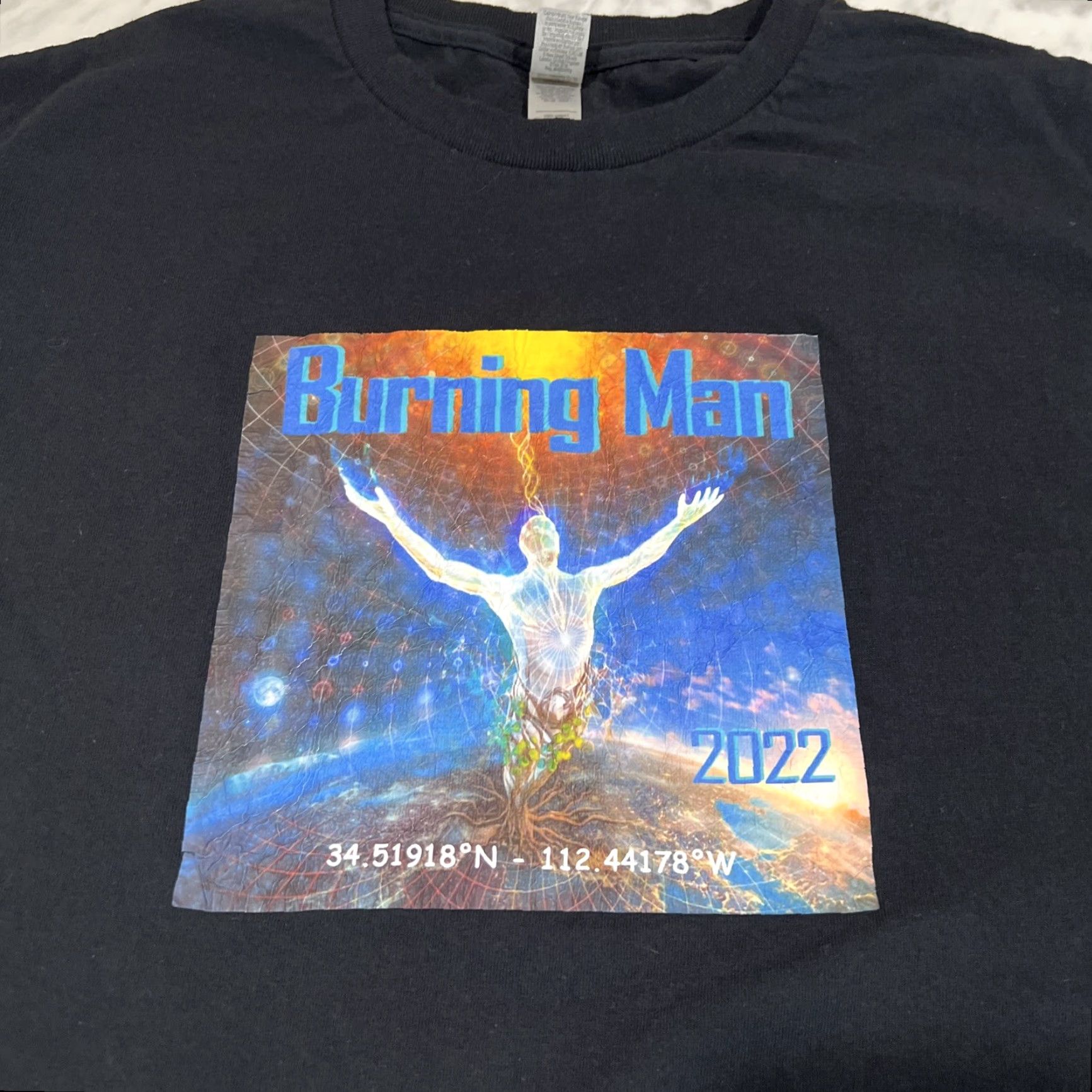 Gildan 2022 Burning Man XL Graphic Black T Shirt Gildan Tag Men Short Sleeve Crew Neck Cotton Graphic Print Shirt Regular Pattern Music Vintage: No Men Size US XL / EU 56 / 4 - 2 Thumbnail