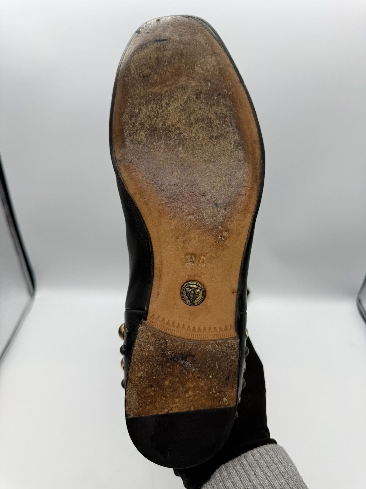 Gucci Gucci "Elizabeth" Studded Tall Boot Black Leather Gold Studs Size US 11 / EU 44 - 10 Thumbnail
