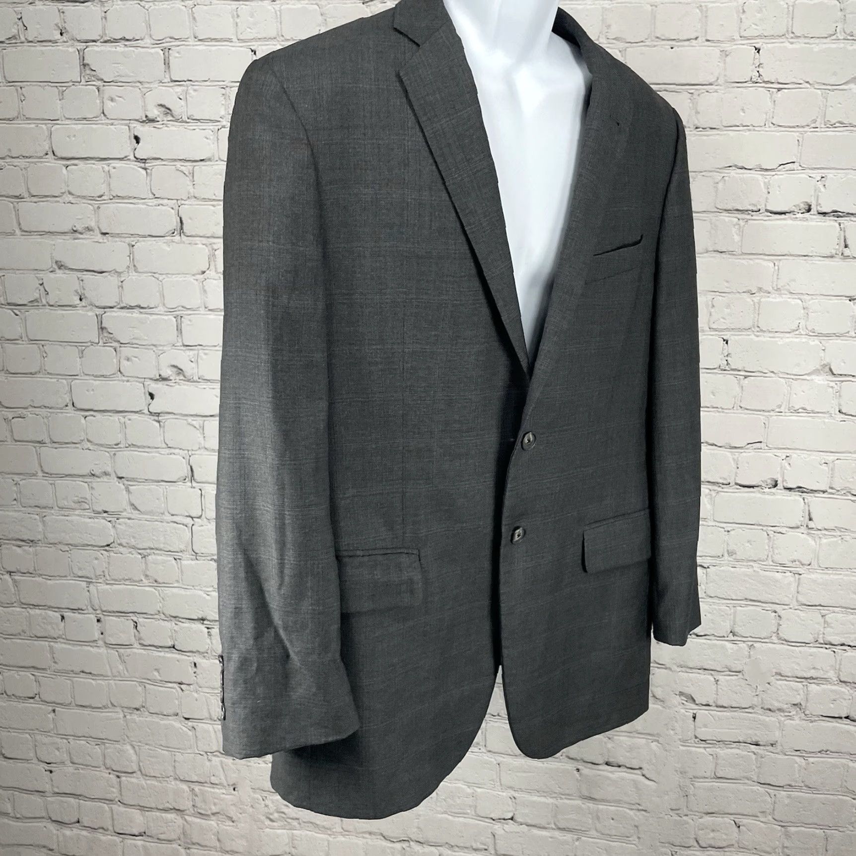 Joseph Abboud Joseph Abboud Grey Check Wool Suit Blazer Jacket Double Vent USA Made Size 42R Size 42R - 5 Thumbnail