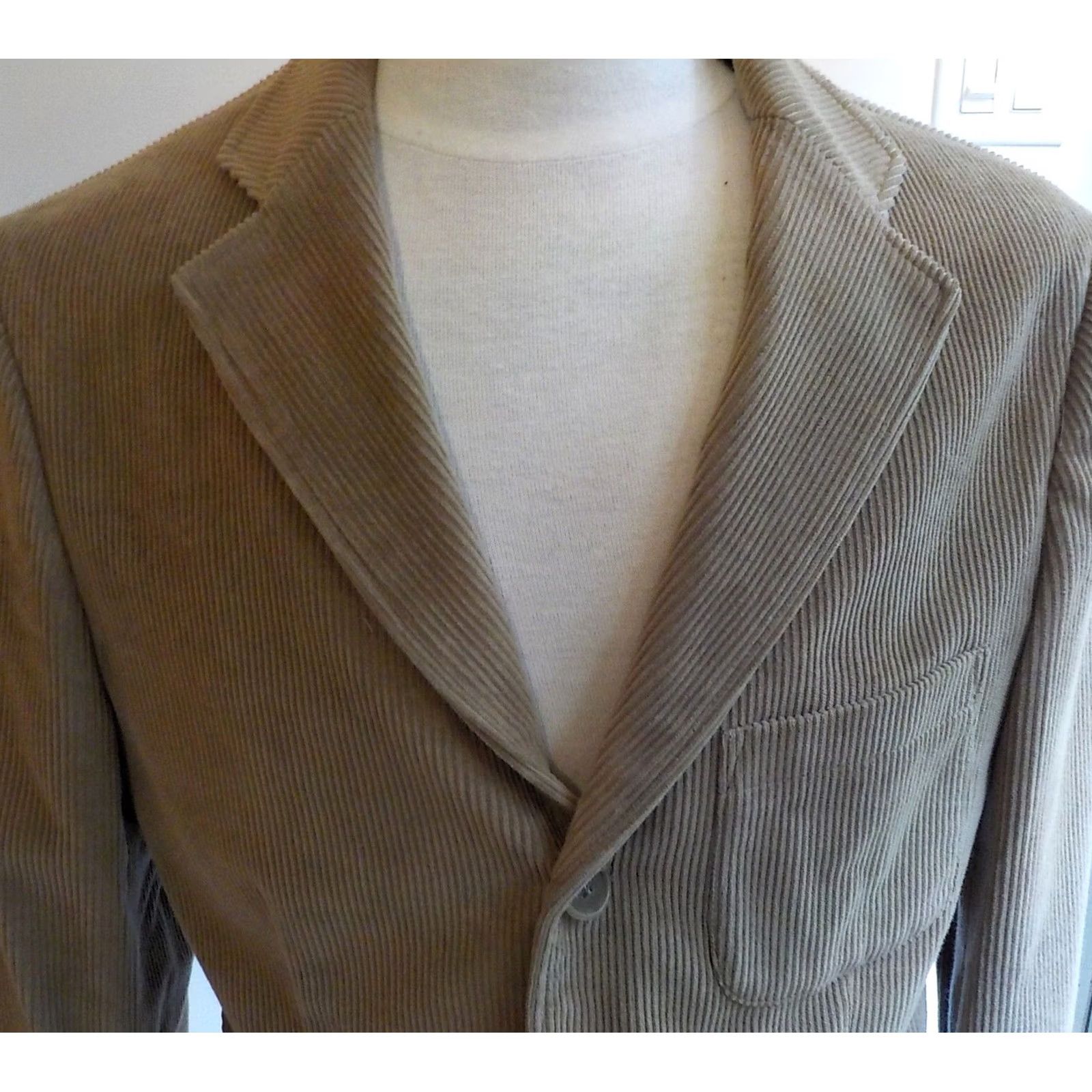 Faconnable FACONNABLE Blazer Medium Wale Corduroy 3 Button Tan Sz M Mens Corduroy Blazer 100% Cotton Size 40R - 2 Thumbnail