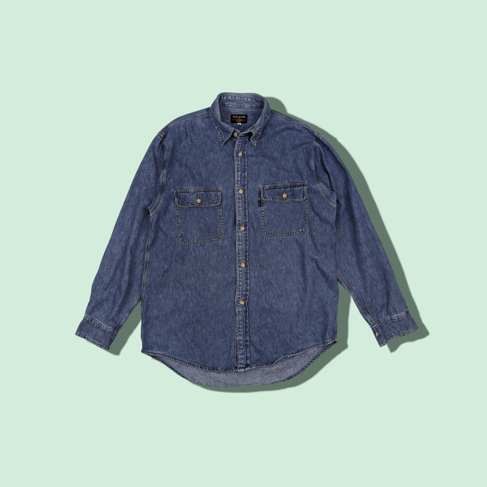 image of Big John Jeans Button Up Denim Shirt Flannel, Men's (Size Medium)