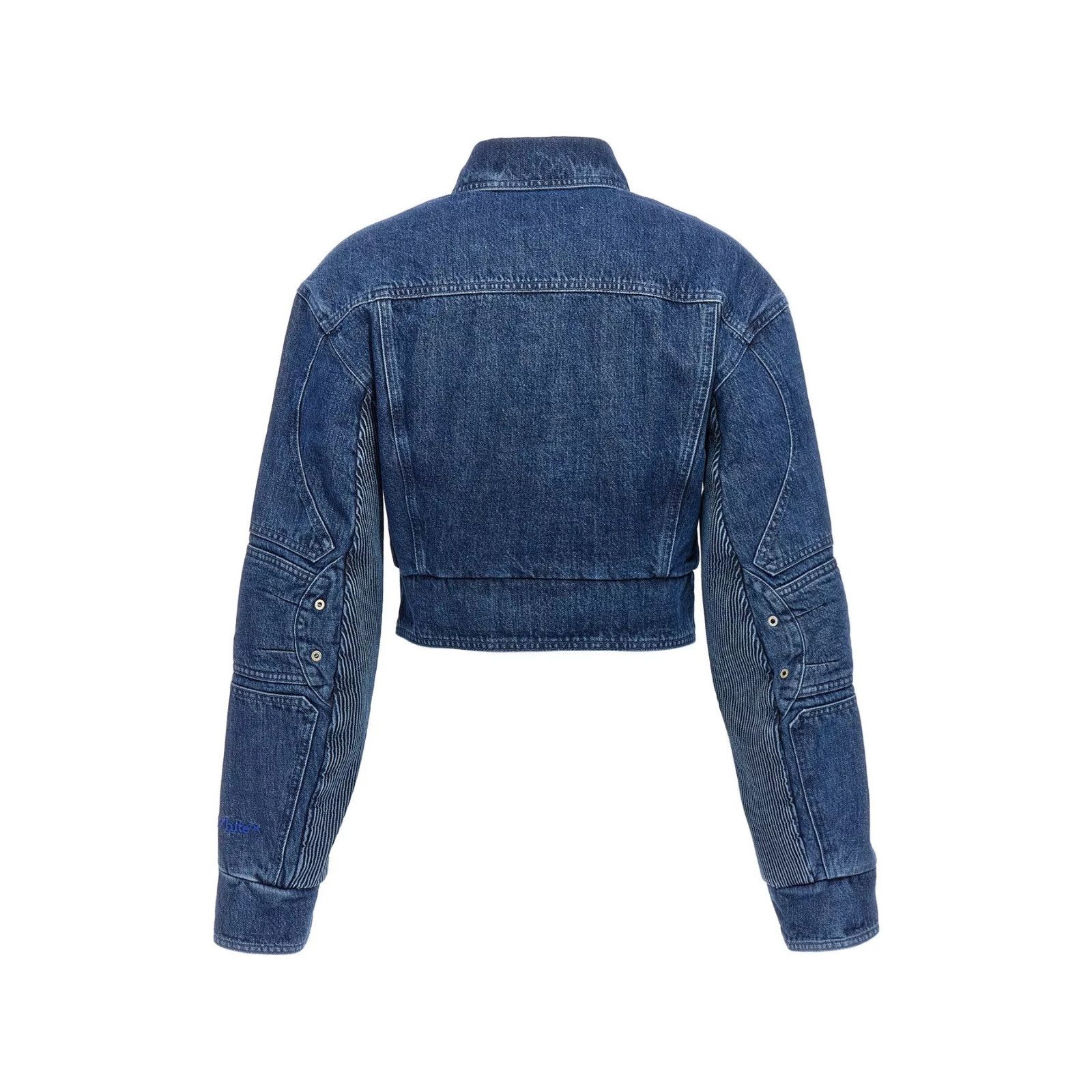 Off-White OFF-WHITE Motorcycle Blue Denim Cropped Jacket New & Authent Size S / US 4 / IT 40 - 2 Thumbnail
