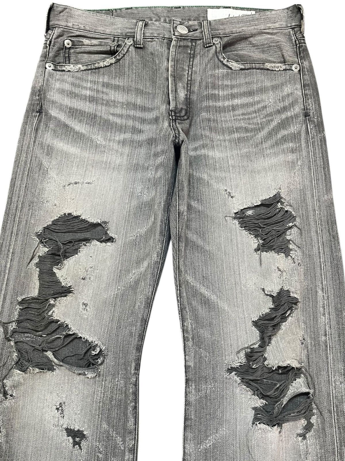 Japanese Brand Vintage Soul Of Freedom Curvy Leg Distressed Denim Size US 32 / EU 48 - 2 Thumbnail