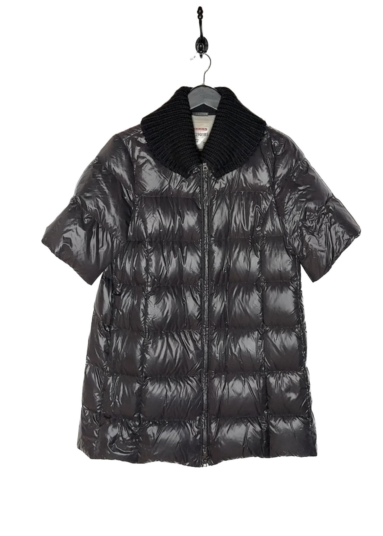 Prada Linea Rossa Black Down Wool Collar Puffer Coat