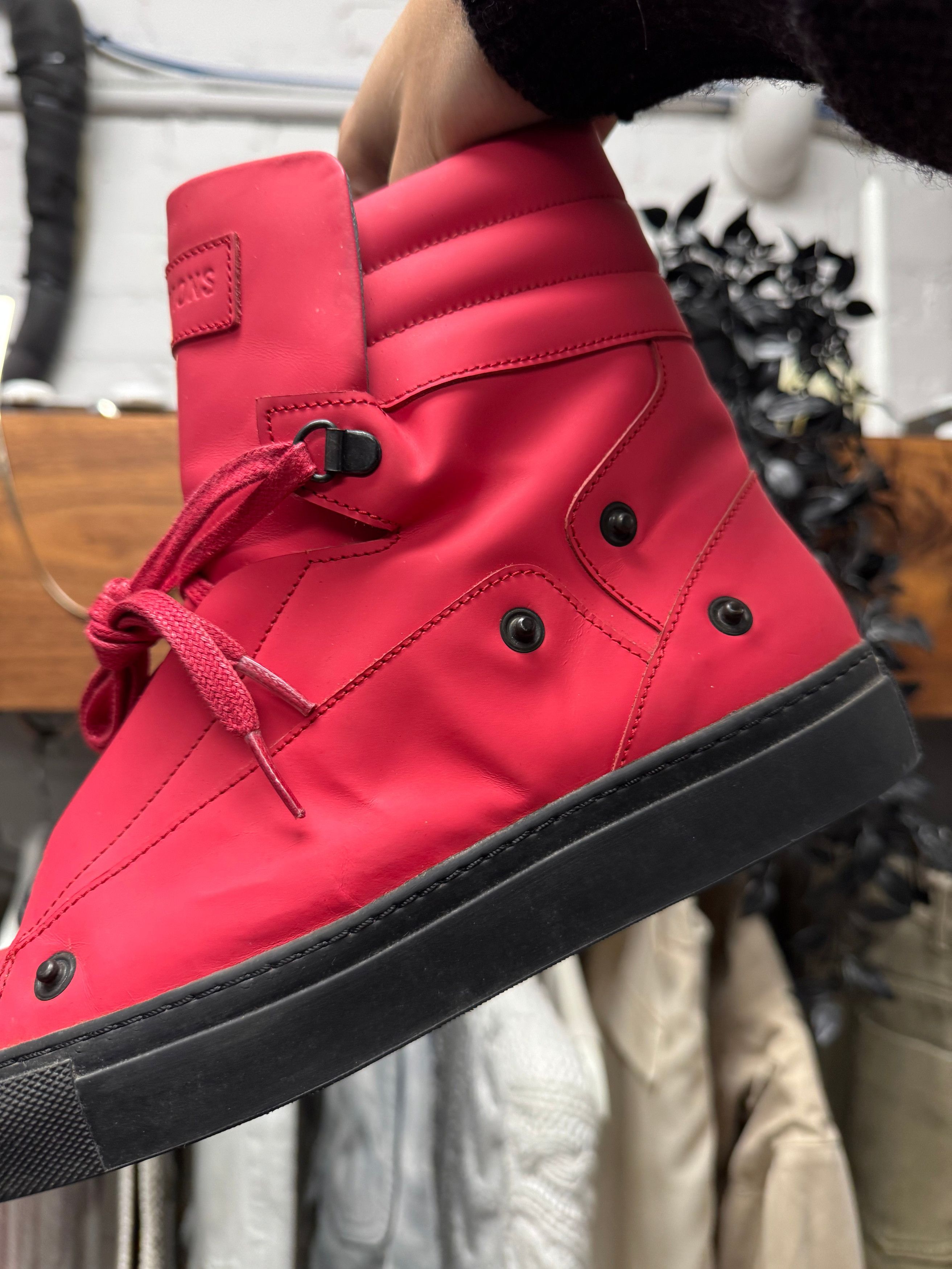 Raf Simons SS2012 Raf Simons Red Leather High Top Sneakers Size US 7 / EU 40 - 2 Thumbnail