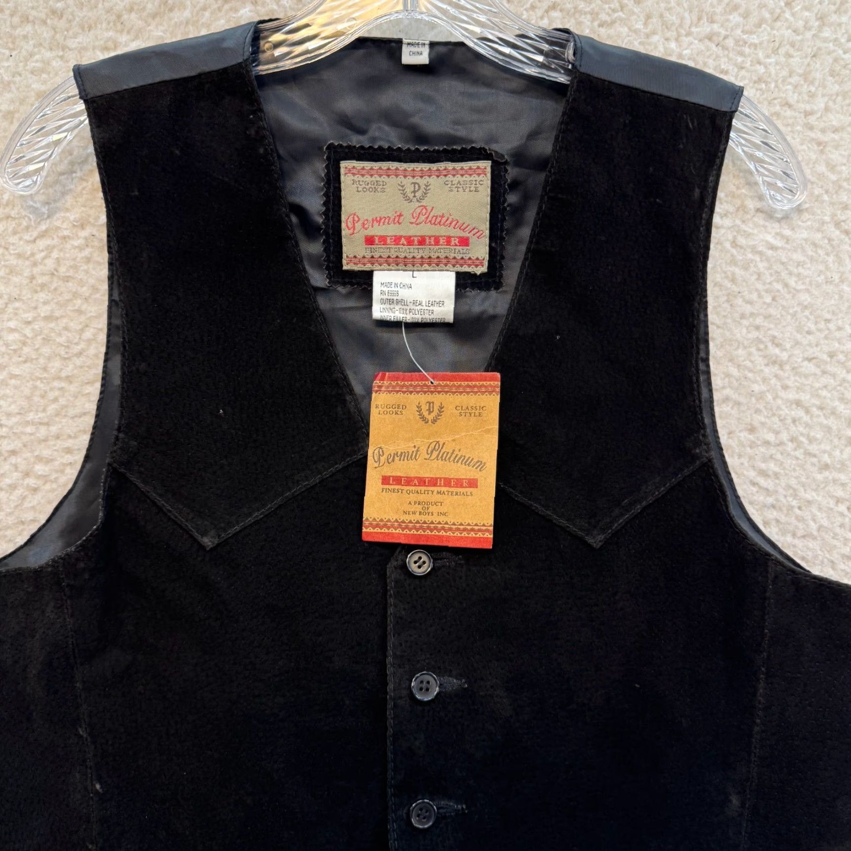 Vintage VINTAGE Permit Platinum Suede Leather Vest Black Mens Large Moto Western Leather Vest Size US L / EU 52-54 / 3 - 3 Thumbnail