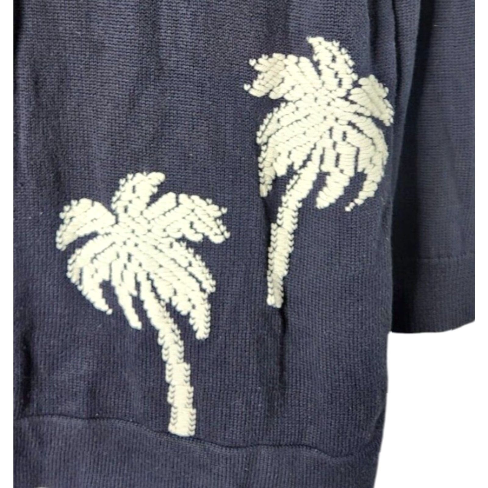 Tommy Bahama Tommy Bahama Womens M Palm Tree Knit Sweater Cotton Pullover Navy Blue Size M / US 6-8 / IT 42-44 - 3 Thumbnail
