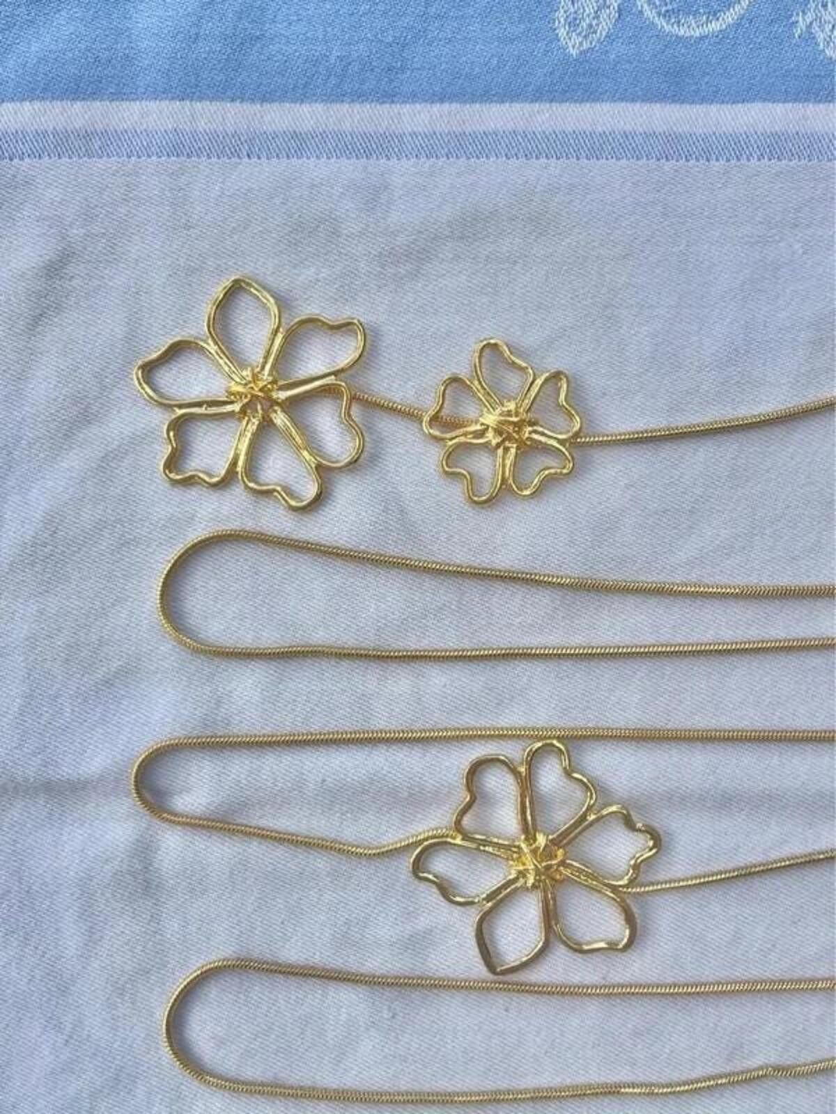 Other Gold plated floral wraparound long flower necklace Size ONE SIZE - 4 Thumbnail