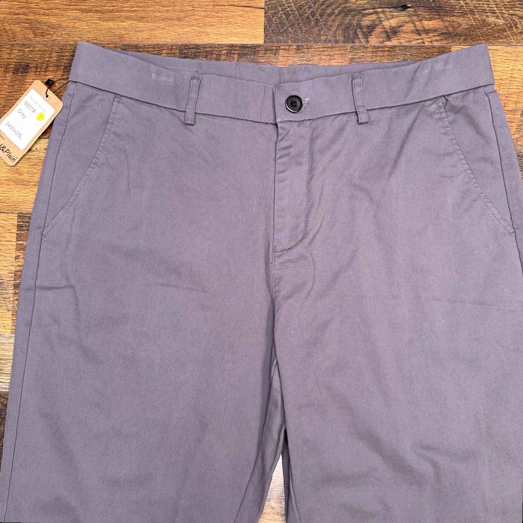 Vintage Plaid & Plain Slim Fit Pants Mens 34x28 Gray Mid Rise Stretch New Size US 34 / EU 50 - 2 Thumbnail