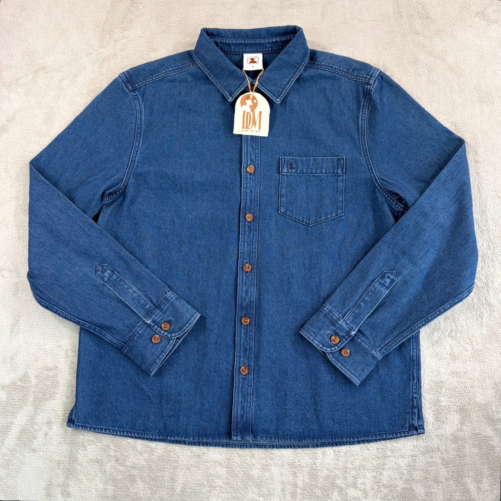 Denime DANDY DEL MAR Cartagena Denim Shirt Indigo Men L Tailored Button-Up Cam Collared Long Sleeve NWT Size US L / EU 52-54 / 3 - 5 Thumbnail
