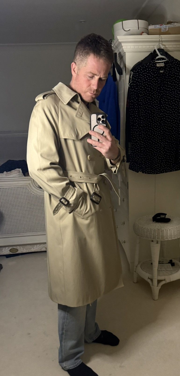 1 of 1 Celine Hedi Sample Trench Jacket silk lined M L Grail