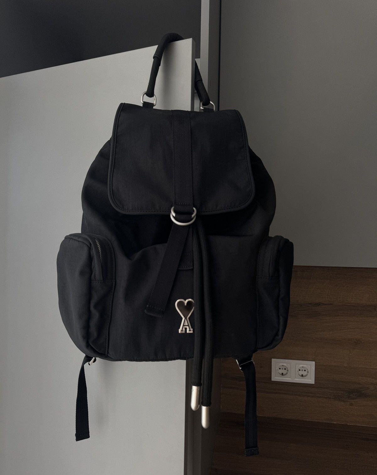 AMI AMI Alexandre Mattiussi Black Ami de Cœur Repellent Backpack Size ONE SIZE - 1 Thumbnail
