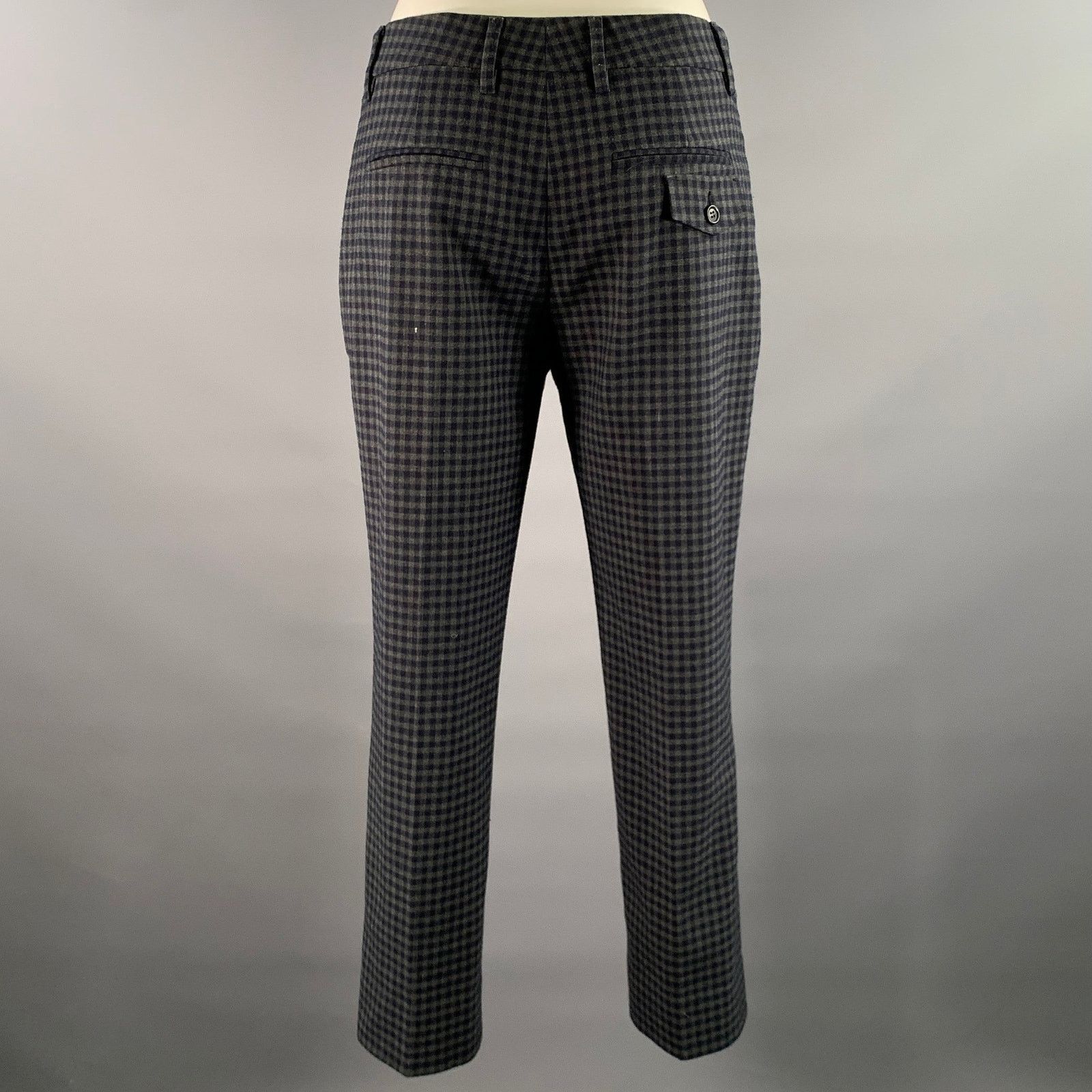 Prada PRADA Size 2 Grey Navy Wool Blend Plaid Dress Pants Size US 30 / EU 46 - 3 Thumbnail
