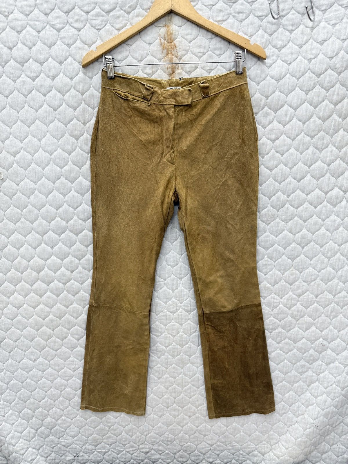 Miu Miu 🔥🔥🔥ARCHIVE MIU MIU SUEDE LEATHER PANTS Size 26" / US 2 / IT 38 - 1 Thumbnail
