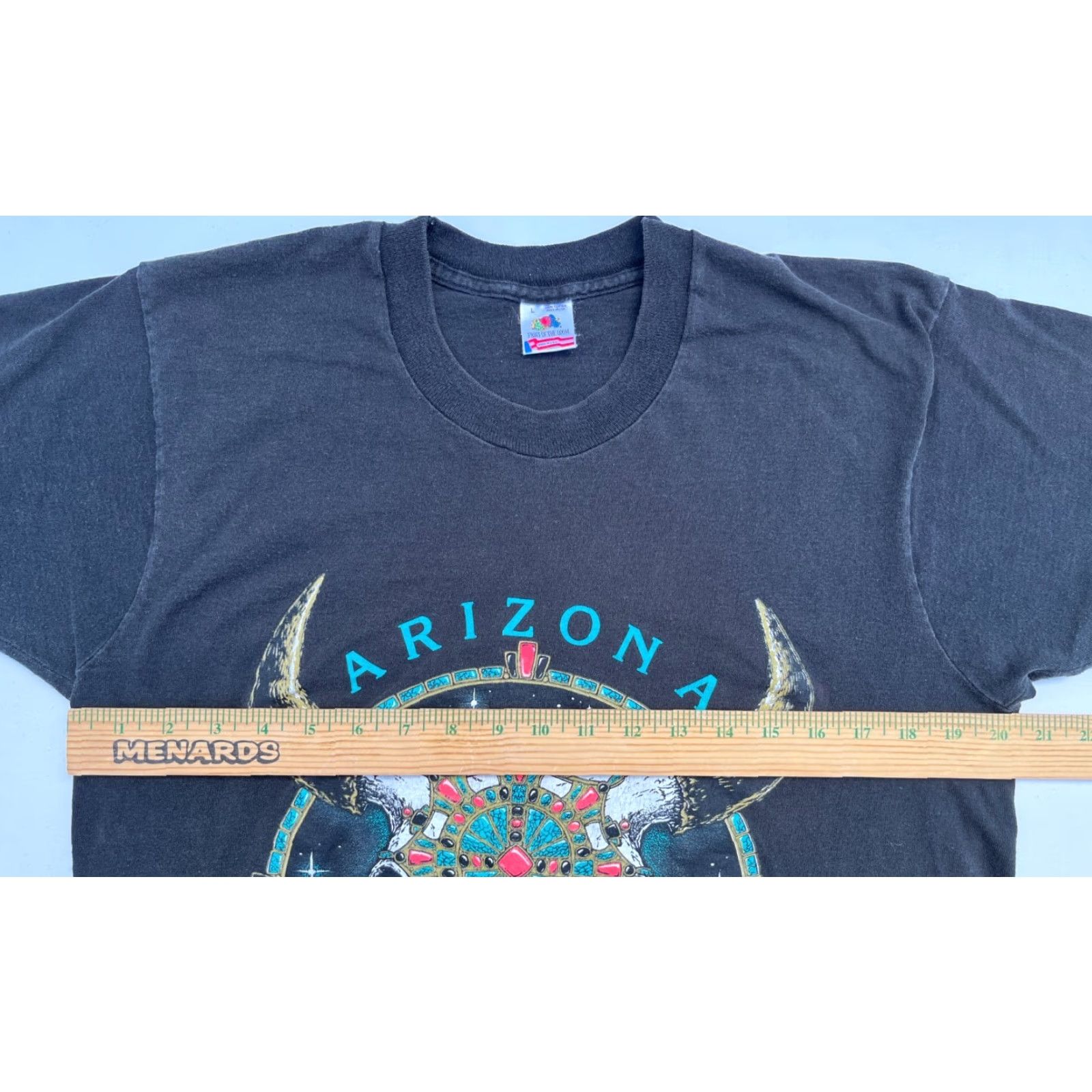 Fruit Of The Loom VINTAGE Men's 90s Arizona T-Shirt Fruit of the Loom USA Black Cotton Short Sleeve Crew Neck Size L Mens Size US L / EU 52-54 / 3 - 8 Thumbnail