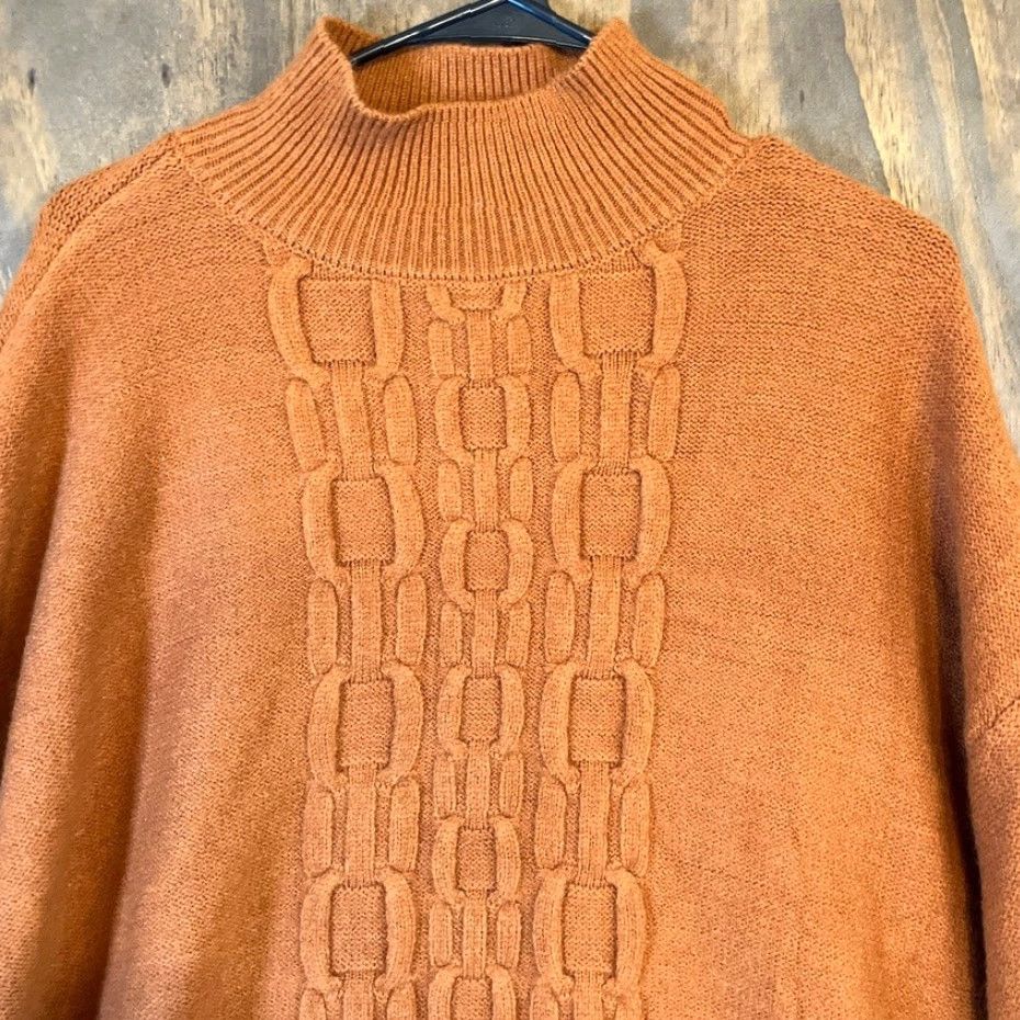 Calvin Klein Calvin Klein Womens Sweater Rust Orange Chain Link Mock Neck Long Sleeve XL Size XL / US 12-14 / IT 48-50 - 2 Thumbnail