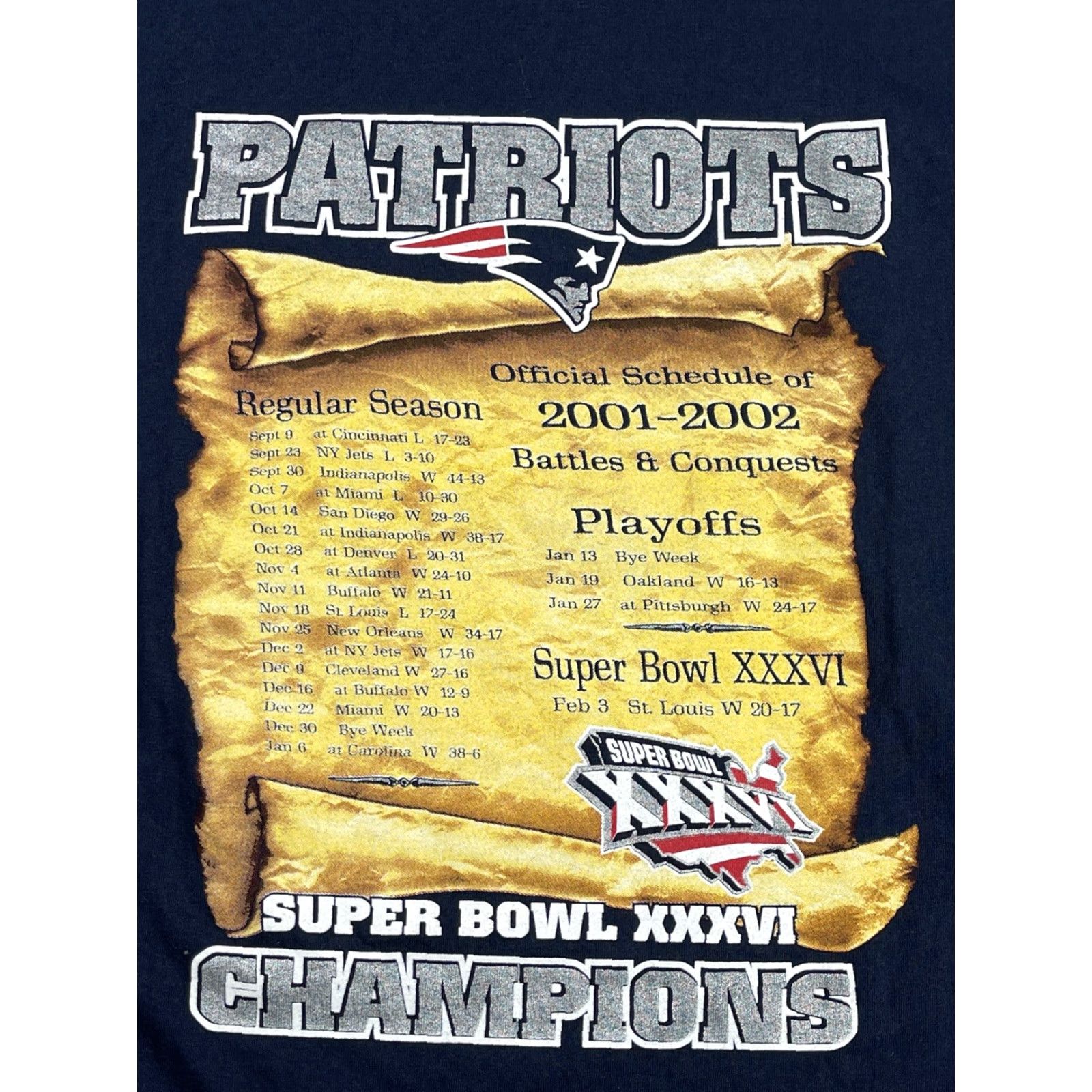NFL VINTAGE Tom Brady New England Patriots T-Shirt 2XL Blue Cotton Majestic Men Regular Short Sleeve Sports NFL Patriots 2001-2002 Season Size US XXL / EU 58 / 5 - 4 Thumbnail