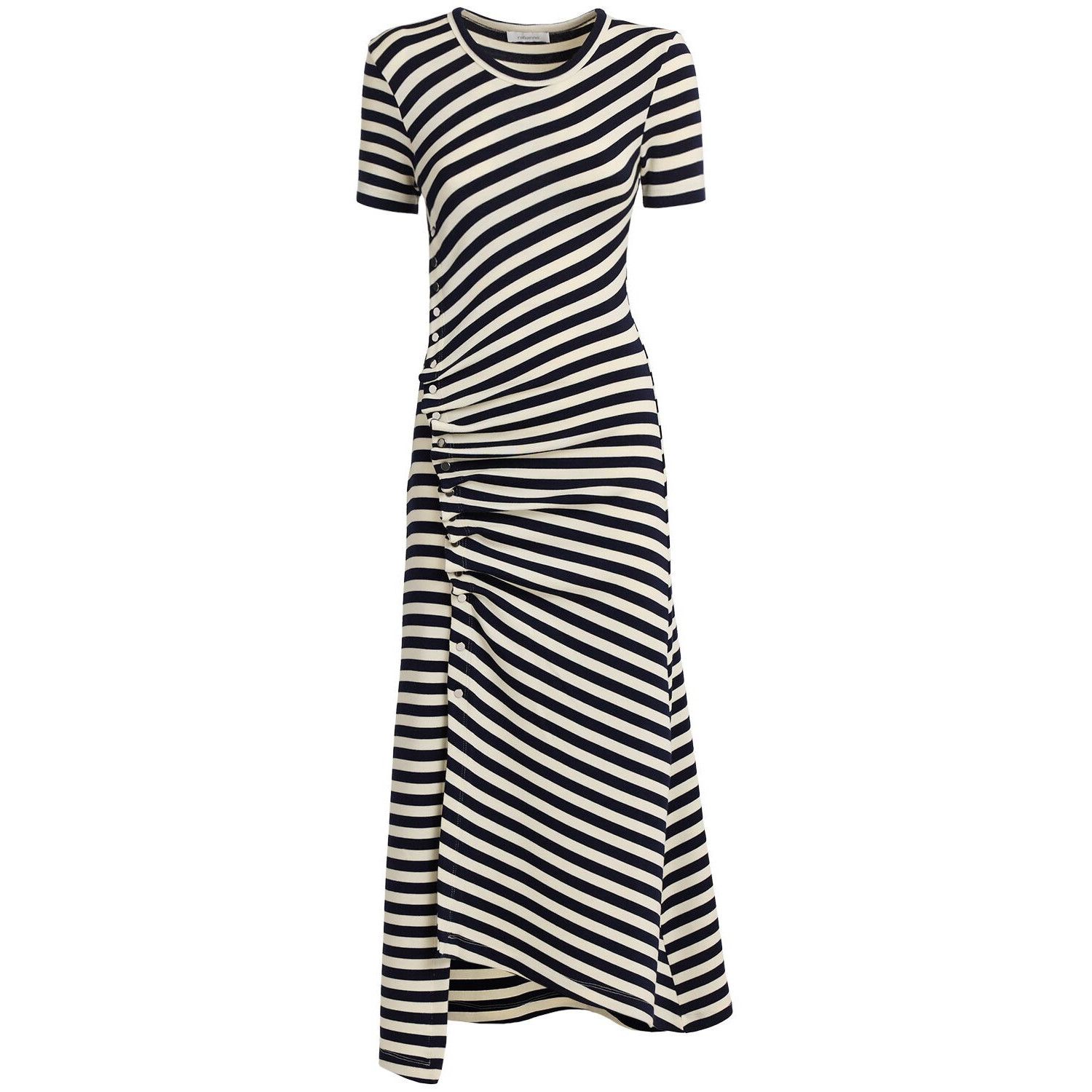 Rabanne White Striped draped midi dress New & Authentic (Wom
