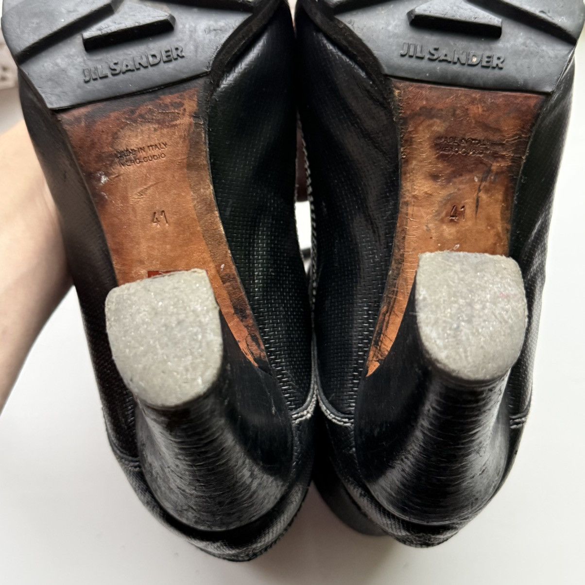 Jil Sander 📌Vintage Jil Sander Leather Avant-Garde Lace-up Heeled Boots Size US 11 / IT 41 - 15 Thumbnail