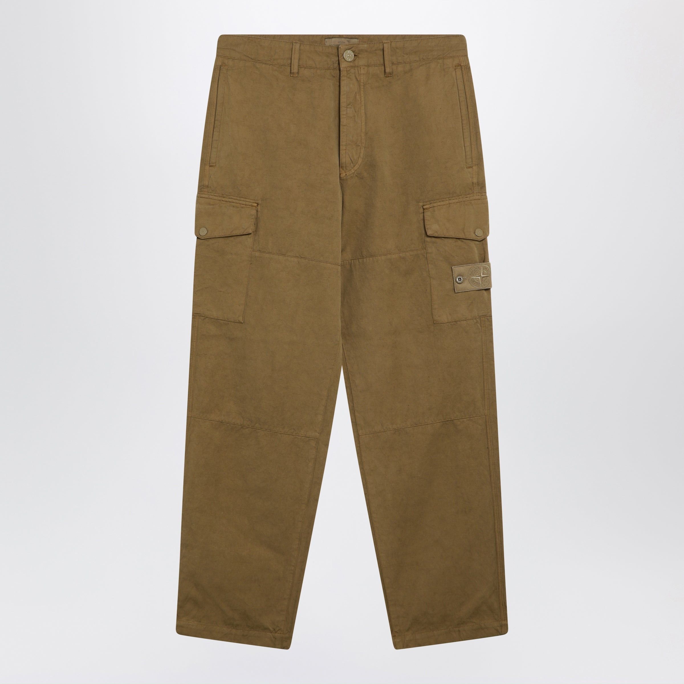 Stone Island Stone Island Ghost Garment-Dyed Cotton And Linen Cargo Trousers Beige Size US 33 - 1 Thumbnail