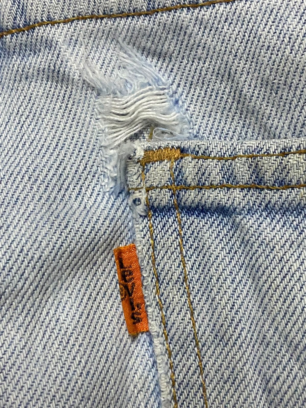 Levi's Vintage Clothing Vtg Levis 501 Orange Tab Light Wash Distressed Loose Jeans Size US 30 / EU 46 - 12 Thumbnail