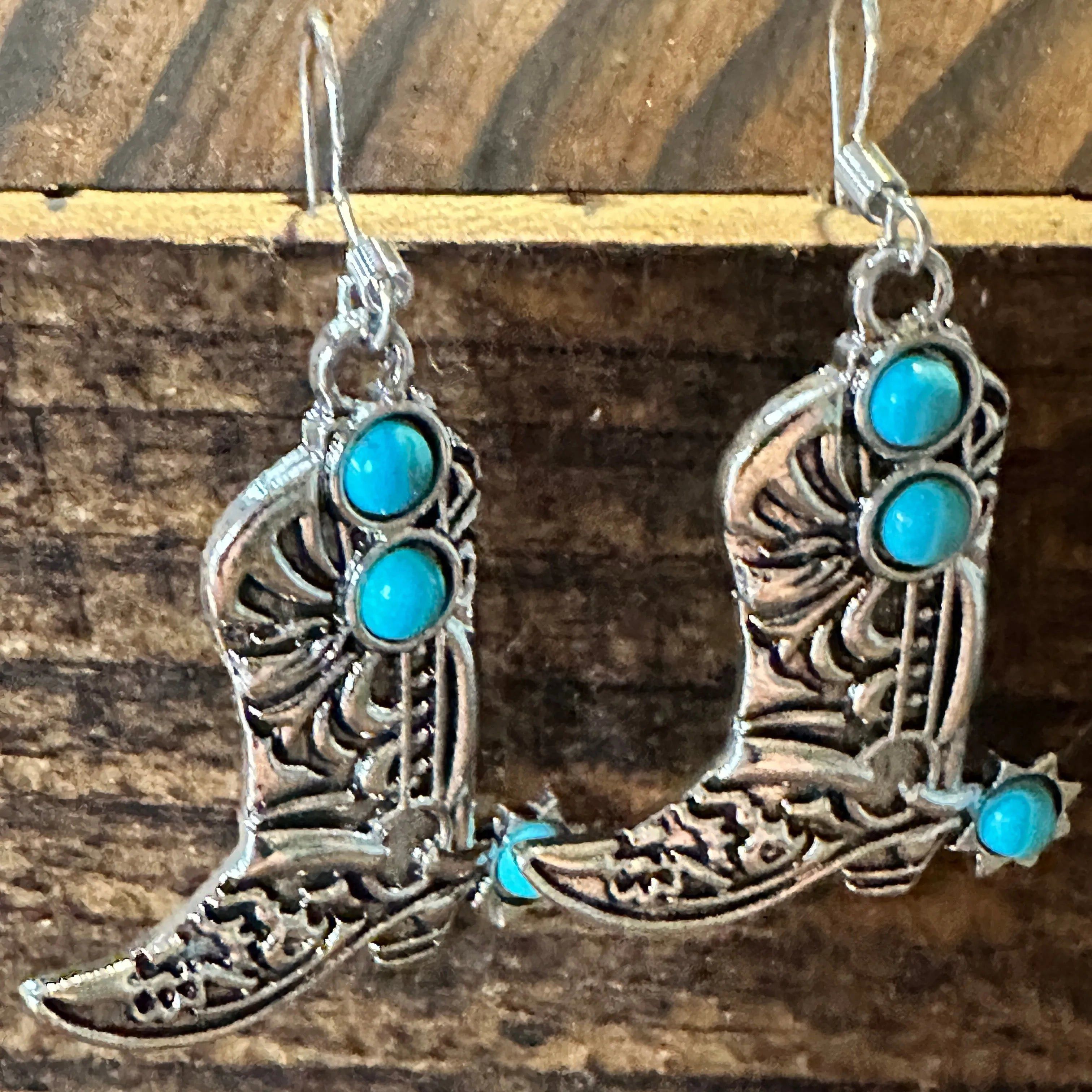 Other Boho Hippie Western CowgirlTurquoise Stone Boot Silver Drop Size ONE SIZE - 1 Thumbnail