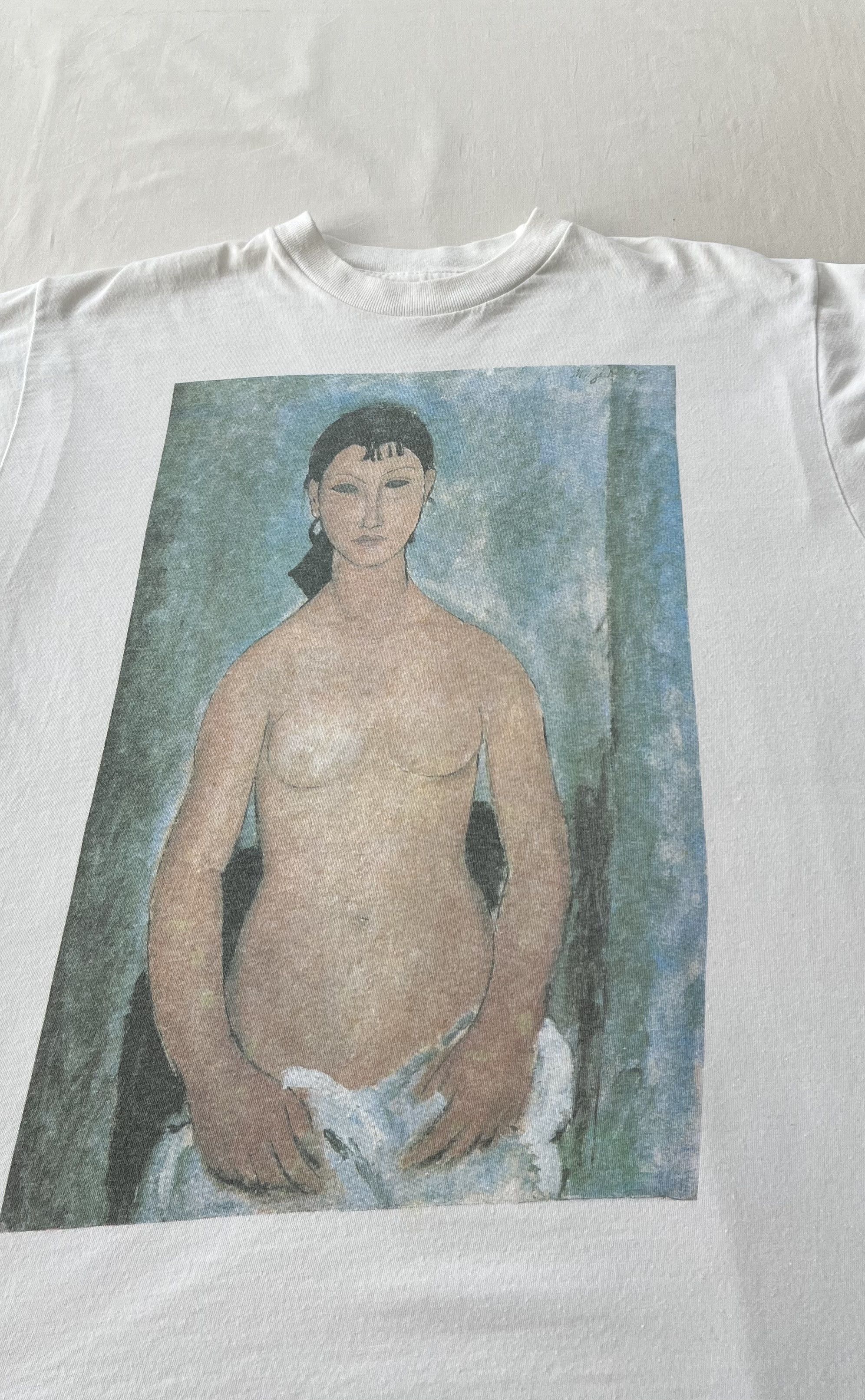 Arts & Science Vintage 90s Amedeo Modigliani Elvira 1918 Art T-shirt Size US L / EU 52-54 / 3 - 3 Thumbnail