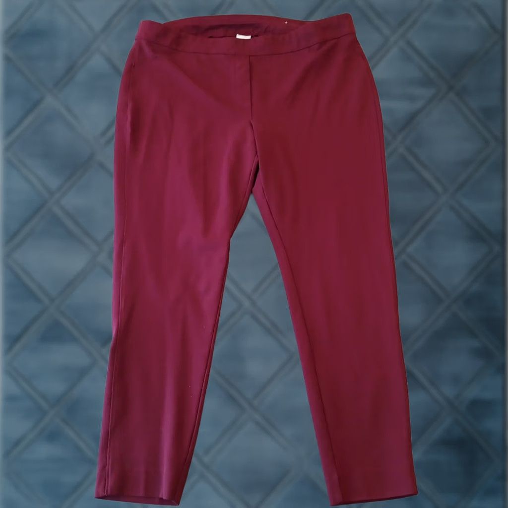 Vintage Chico's Womens Ankle Pants Skinny Stretch Pull On Red Maroon Size 20 Tall Size 42" / US 20 - 1 Thumbnail