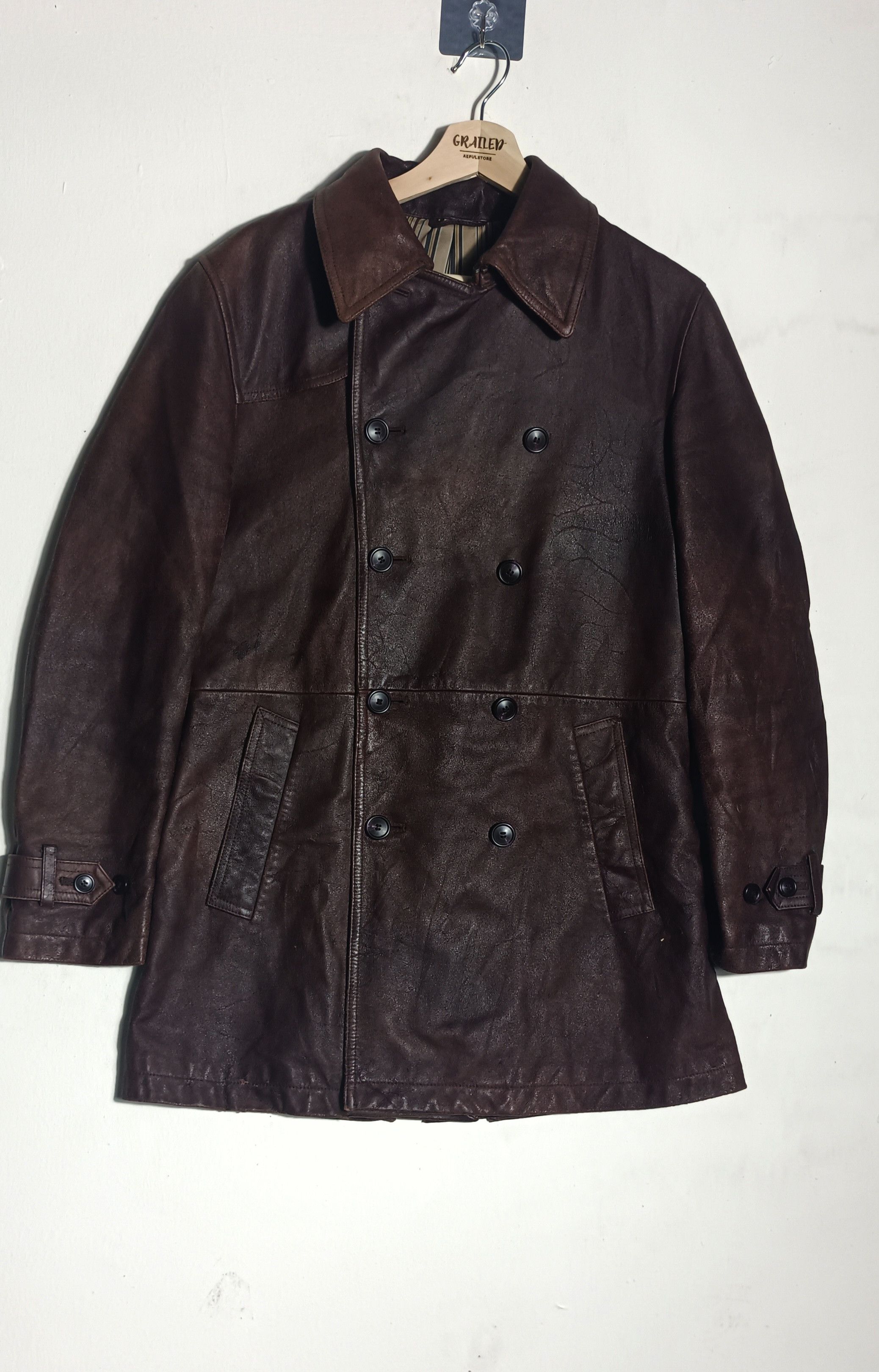 Tornado Mart Vintage💥 TORNADO MART DOUBLE BREAST LEATHER JACKET Size US M / EU 48-50 / 2 - 1 Thumbnail