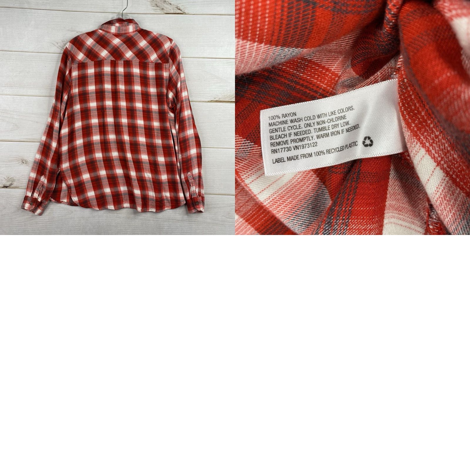 Vintage Universal Thread Button-Up Shirt Womens L Red Plaid Front Pockets Flannel Long Sleeve Christmas University Theme Vintage No Size L / US 10 / IT 46 - 8 Thumbnail