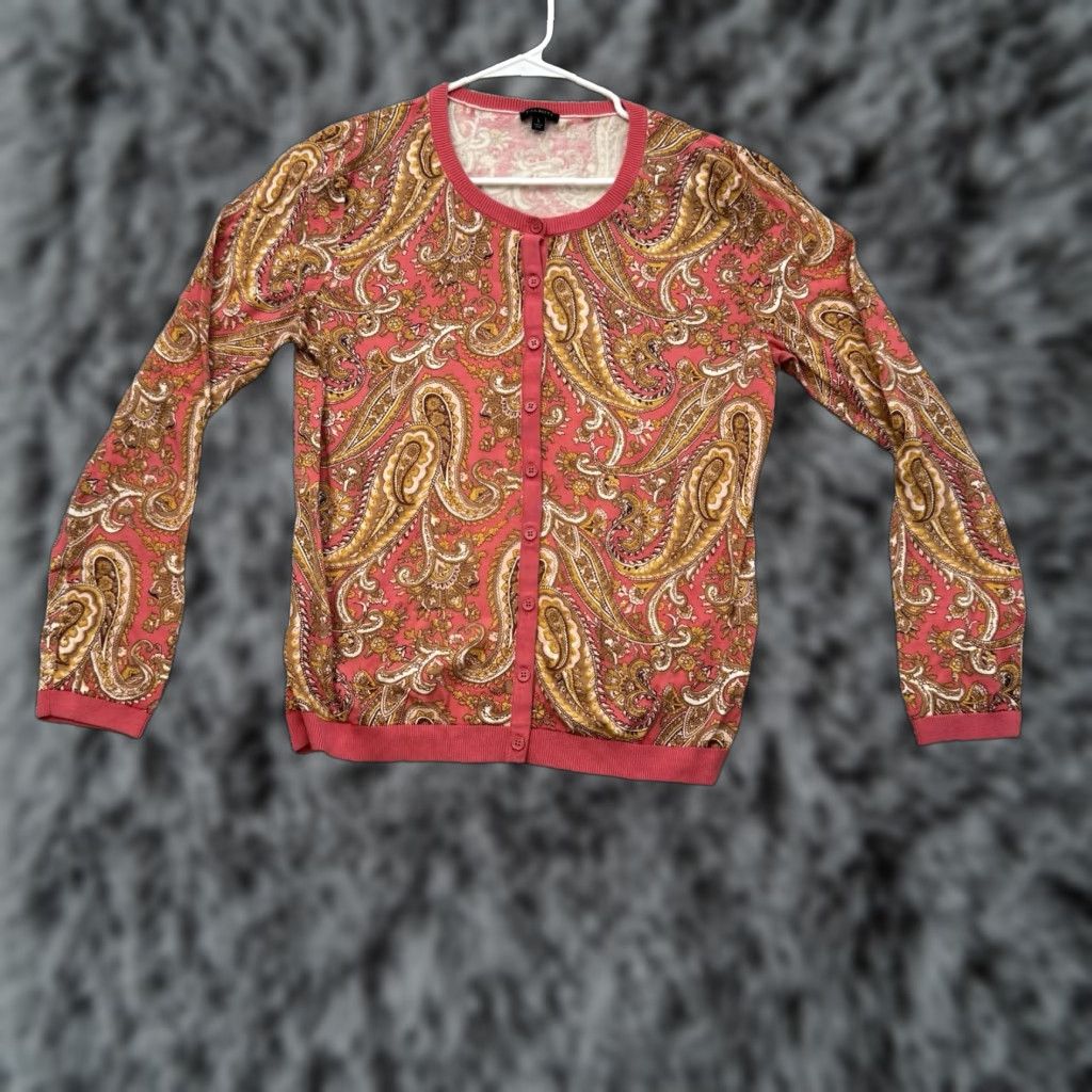 Talbots Talbots Cardigan Sweater L Paisley Boho Classic Preppy Librarian Quiet Luxury Size L / US 10 / IT 46 - 1 Thumbnail