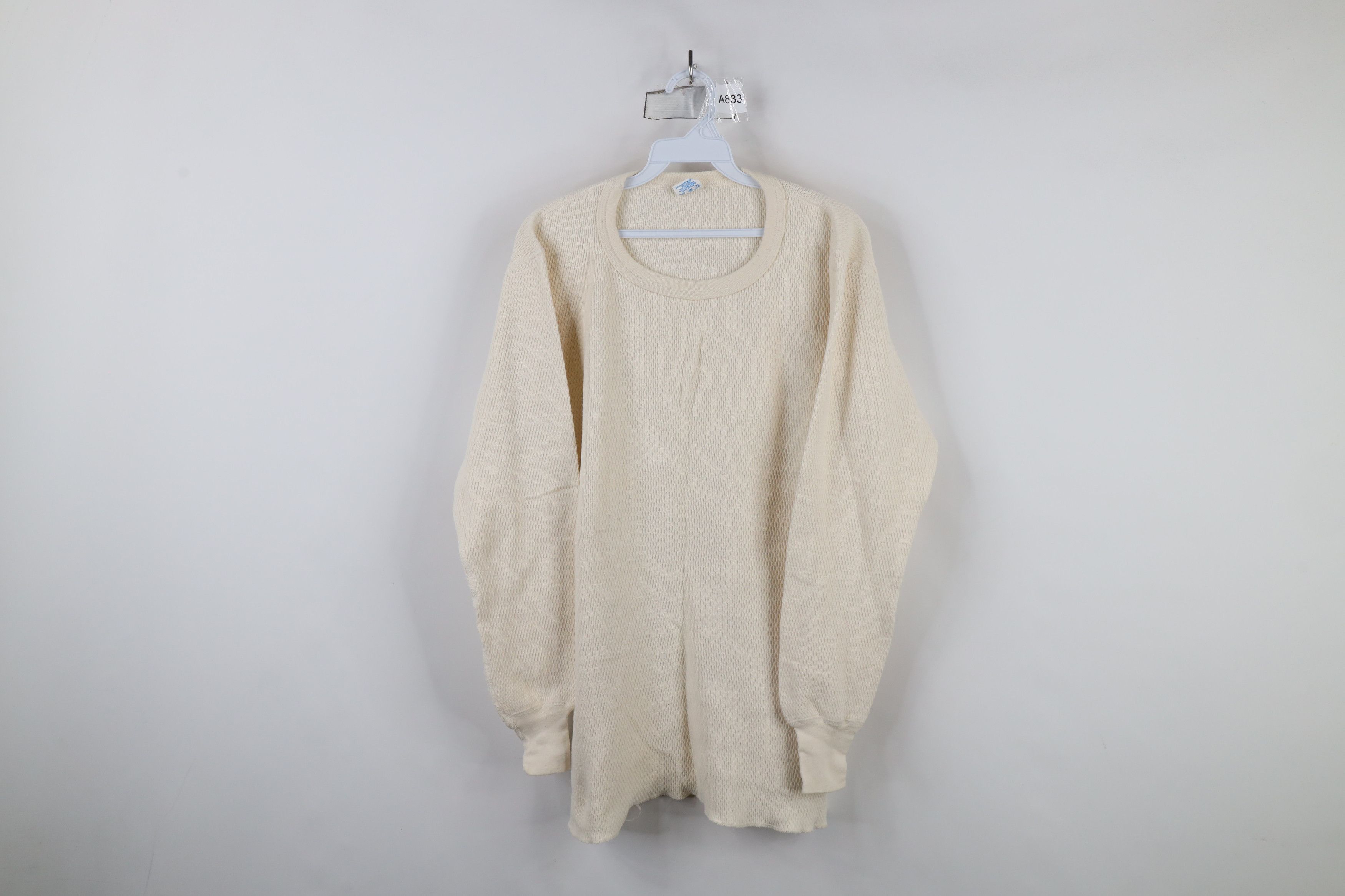 Vintage Vintage 70s Jockey Thermal Waffle Knit T-Shirt Cream USA Size US L / EU 52-54 / 3 - 1 Thumbnail