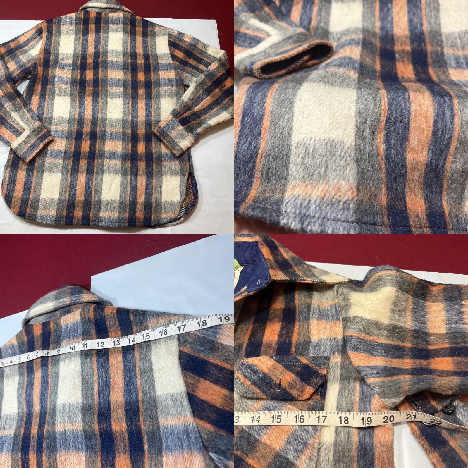 Vintage VINTAGE Montgomery Ward CPO Shirt Jacket Blue Plaid Wool Linen Flannel Size US S / EU 44-46 / 1 - 10 Thumbnail