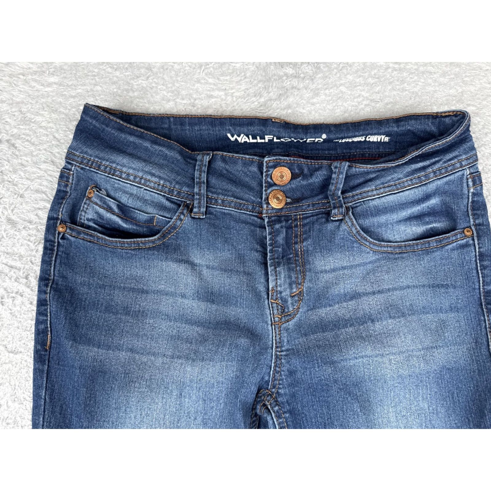 Vintage WallFlower Jeans Juniors 9 Blue Mid Rise Bootcut Stretch Denim Medium Wash 28x30 Size 30" / US 8 / IT 44 - 4 Thumbnail