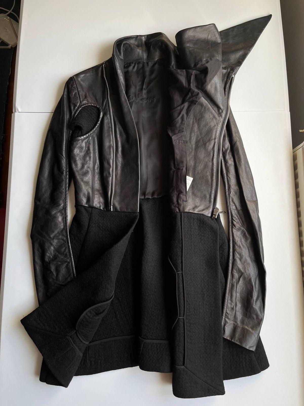 Rick Owens Rick Owens GLEAM black leather jacket with winged neck Size S / US 4 / IT 40 - 6 Thumbnail
