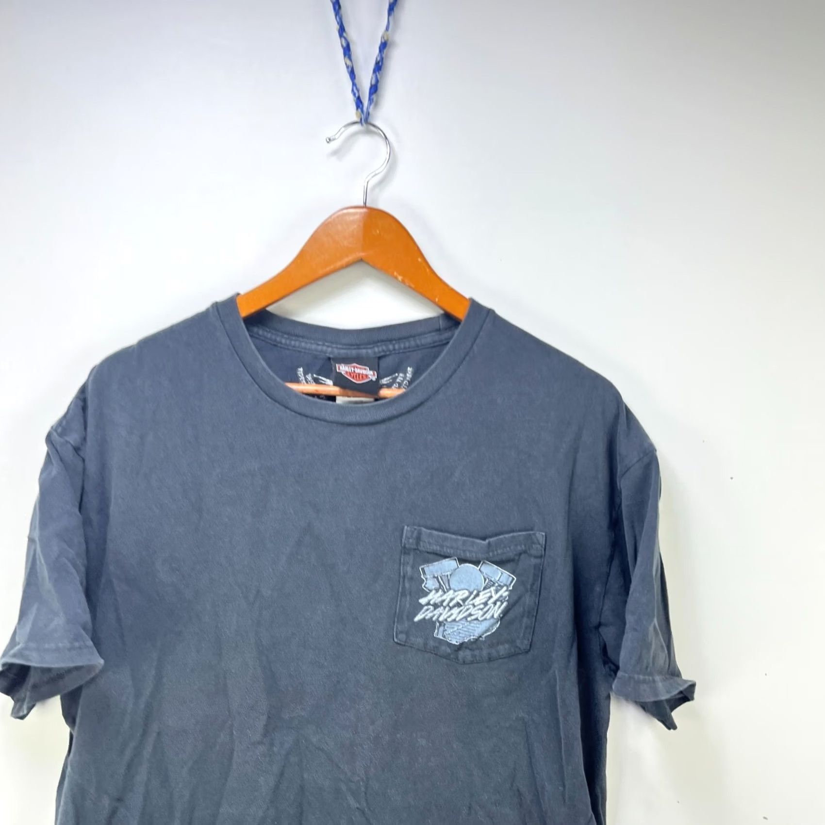 Harley Davidson VINTAGE Harley-Davidson T-Shirt XL Black Pockets 90s Mens Size US XL / EU 56 / 4 - 2 Thumbnail