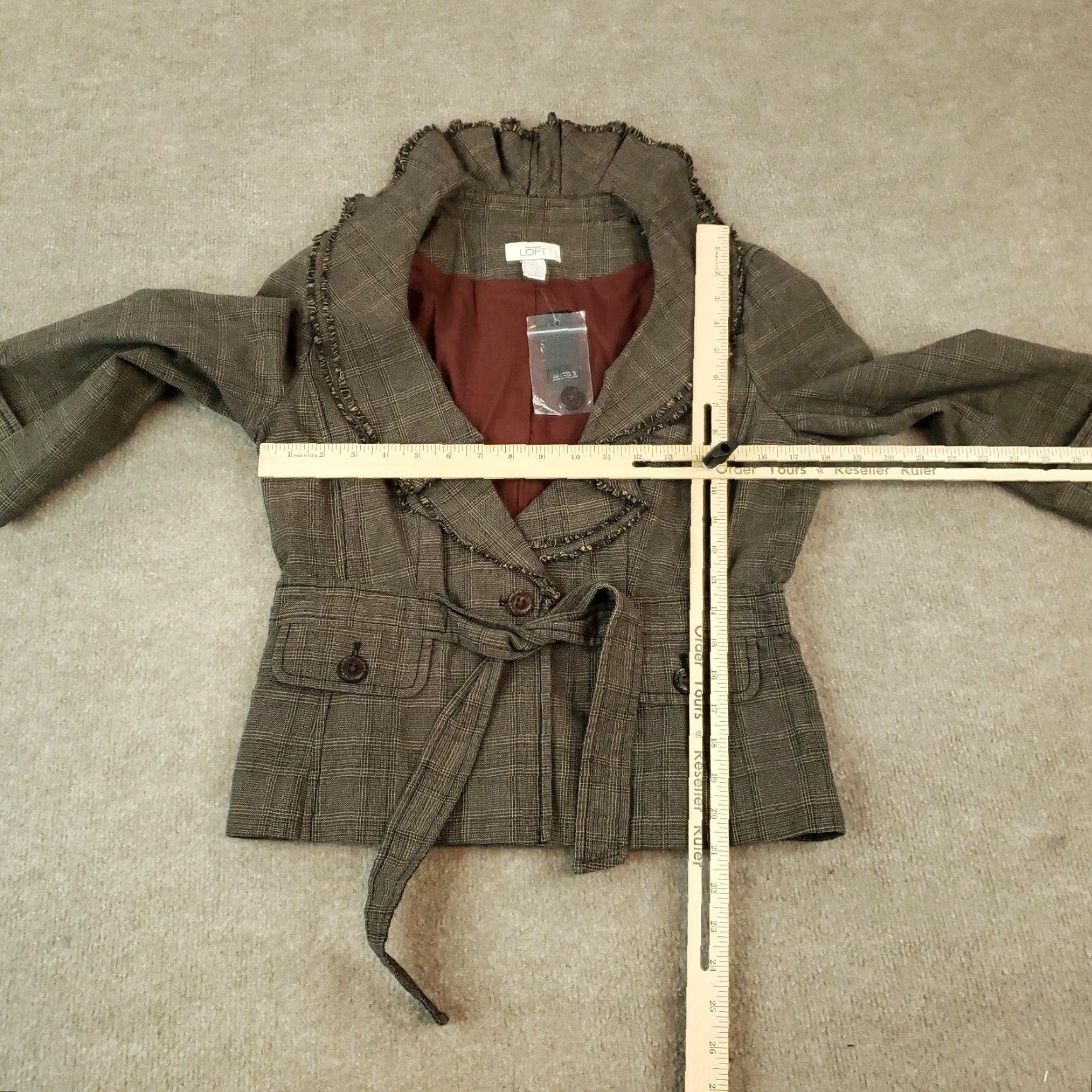 Ann Taylor Ann Taylor Loft Coat Women Size 6 Plaid Brown Black Belted Ruffles Lined Mid-Length Casual Size M / US 6-8 / IT 42-44 - 2 Thumbnail