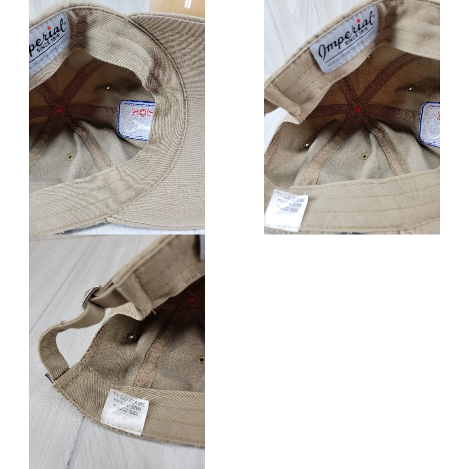 Imperial Imperial Golf Hat Strapback Tan Cotton Knit Adjustable Men Sized Cap Cap Size ONE SIZE - 9 Thumbnail