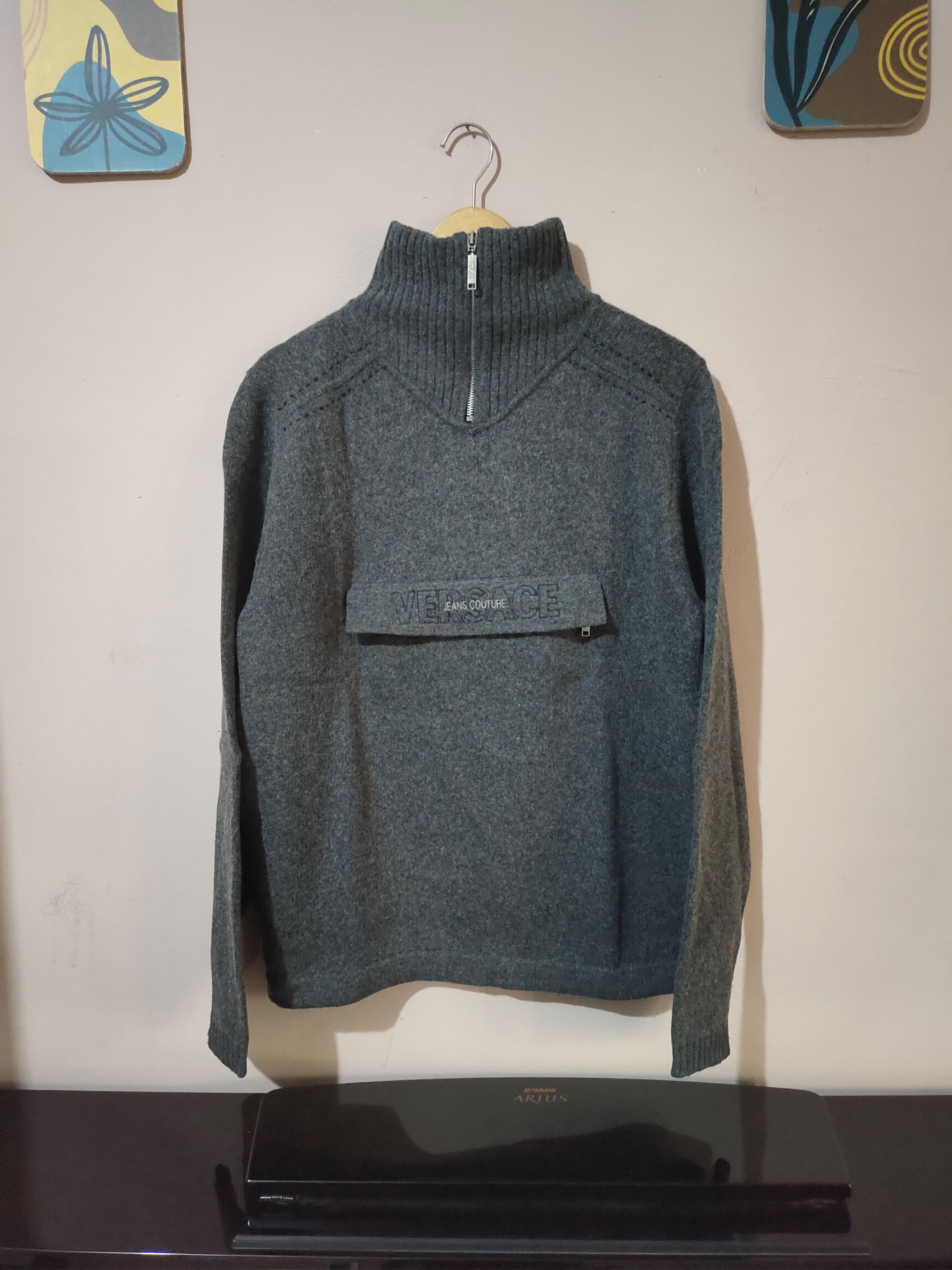Versace Wool Half Zipper Sweater Made in Italy