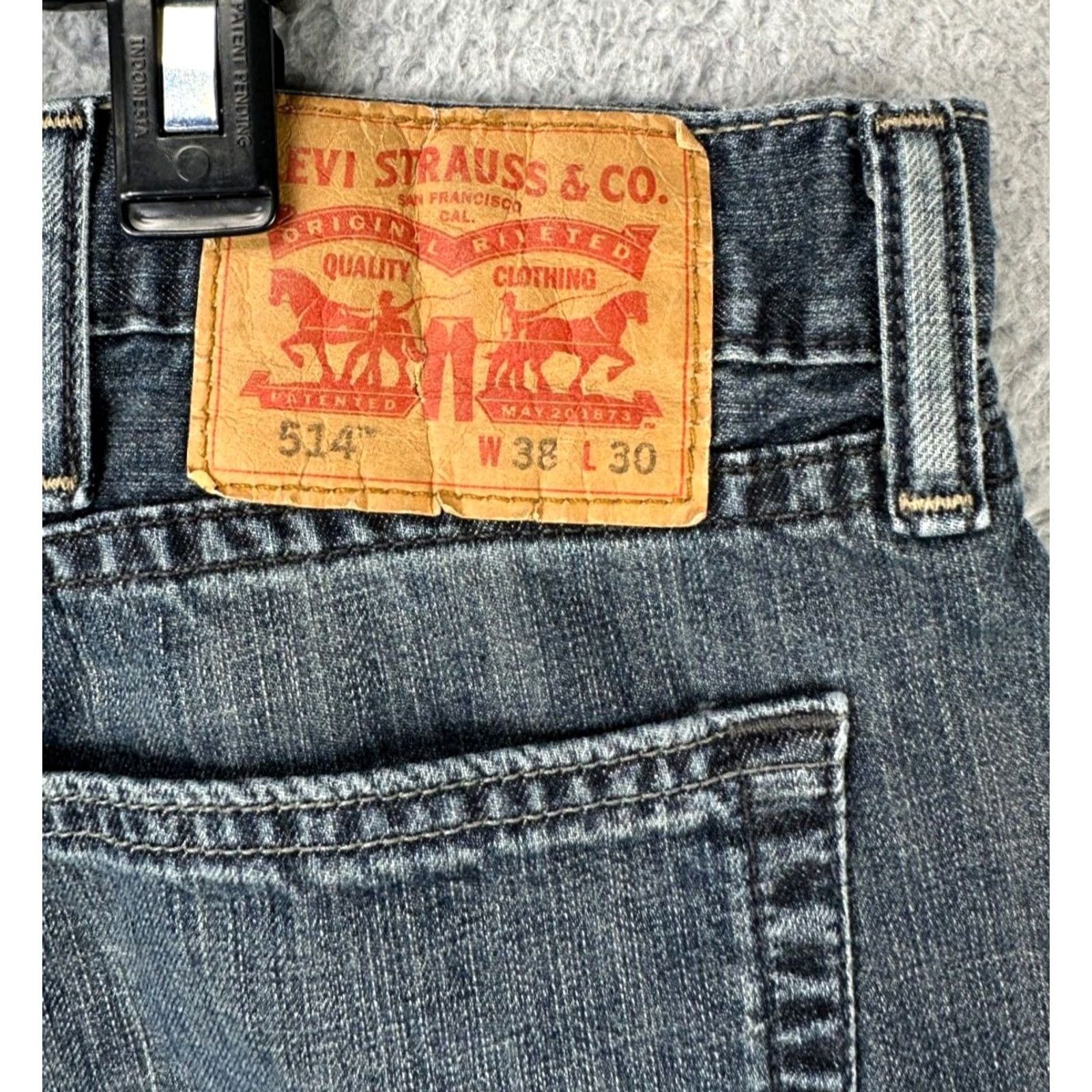 Levi's Levi's 514 Jeans Mens 38X30 Blue Distressed Slim Straight Red Tab Denim Pants Shirt Size US 38 / EU 54 - 3 Thumbnail