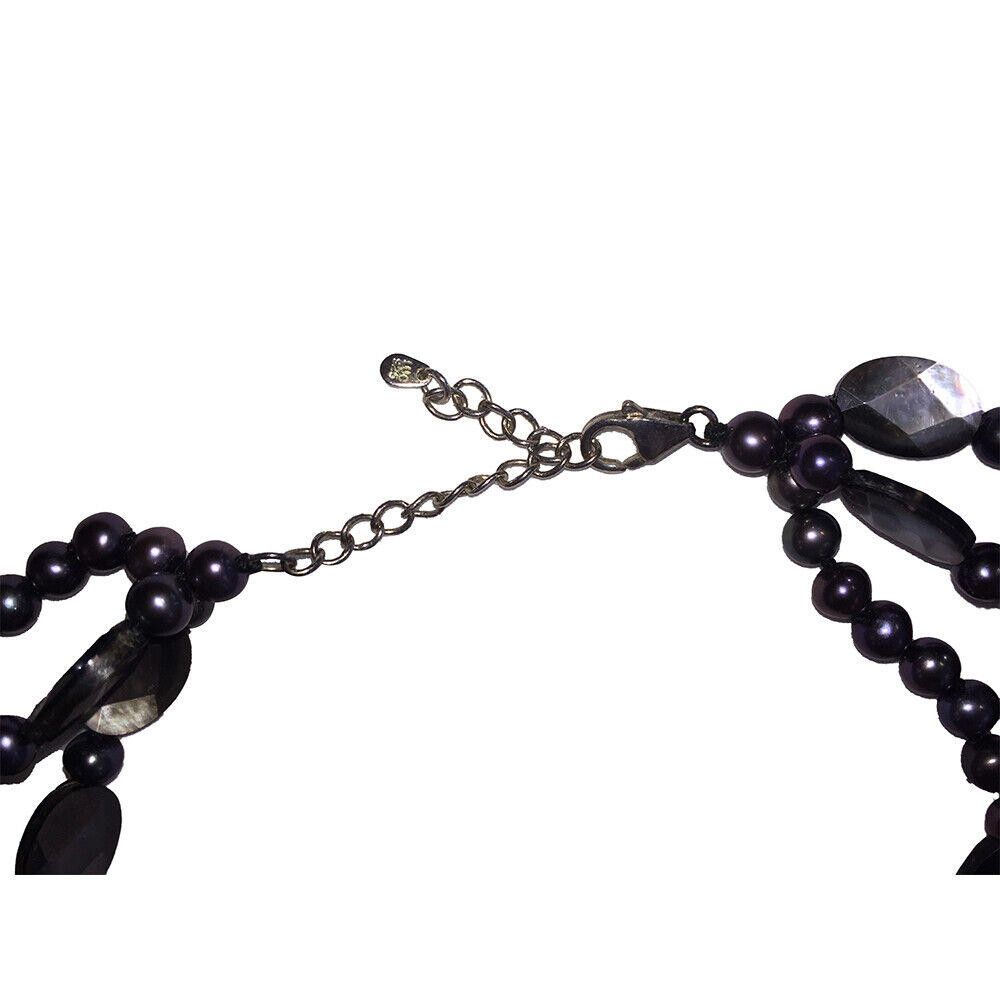 Designer Grey Pearl Strand Sterling Necklace with Abalone Shell Disc Size ONE SIZE - 5 Thumbnail