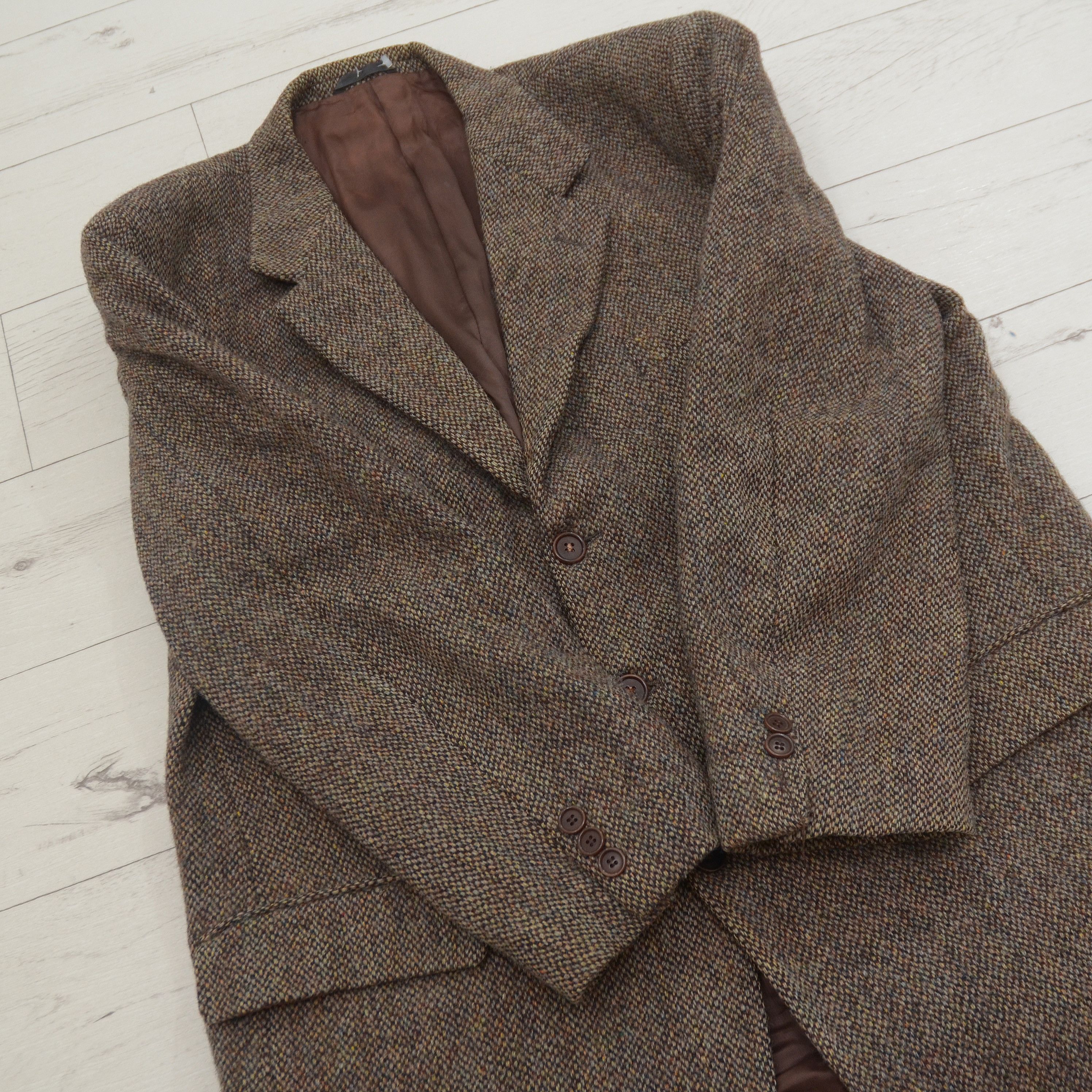 Harris Tweed × Vintage Vintage Harris Tweed Wool Blazer Jacket Sport Coat Brown Size 50R - 5 Thumbnail